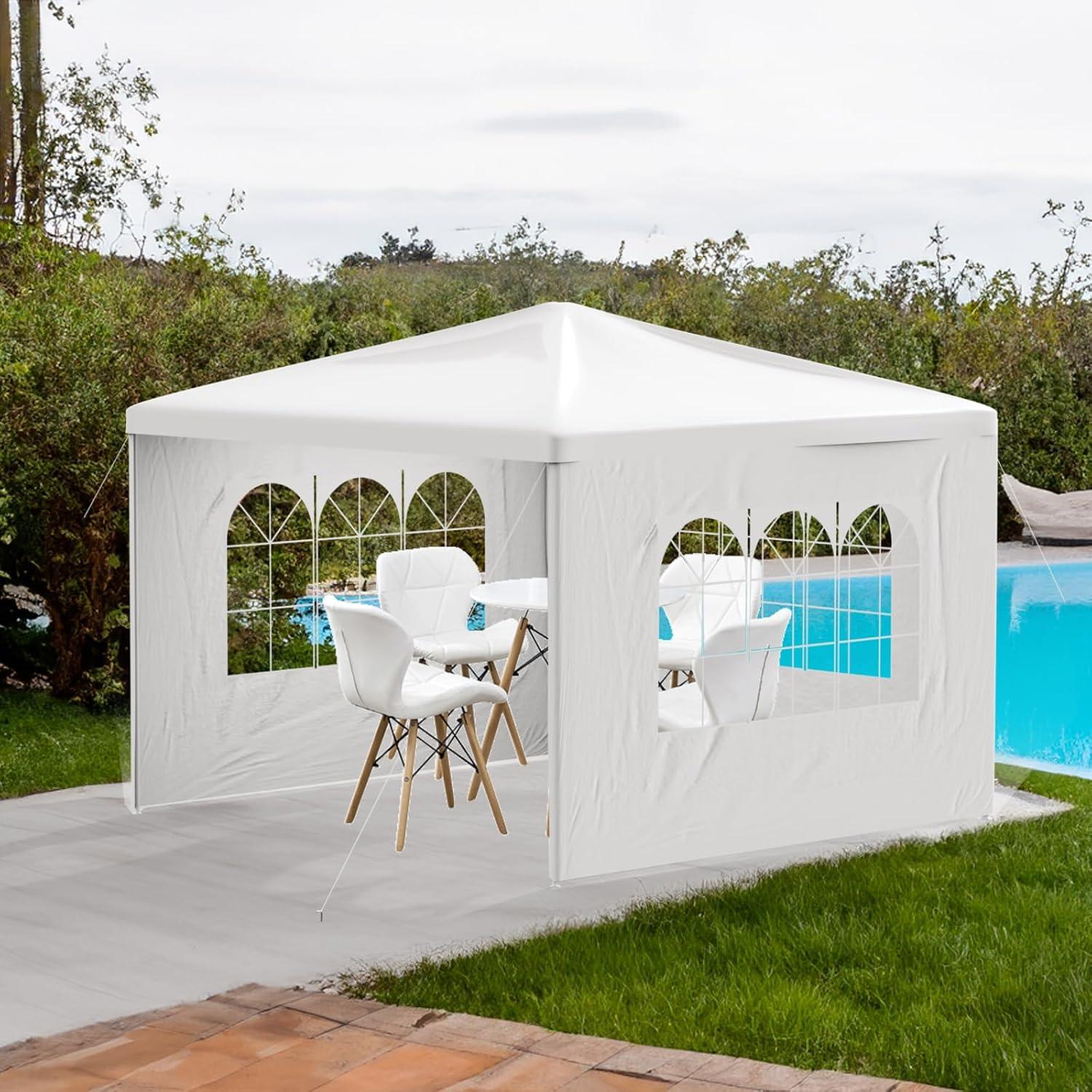 10x10 White Waterproof PE Cloth Party Tent with Removable Sidewalls