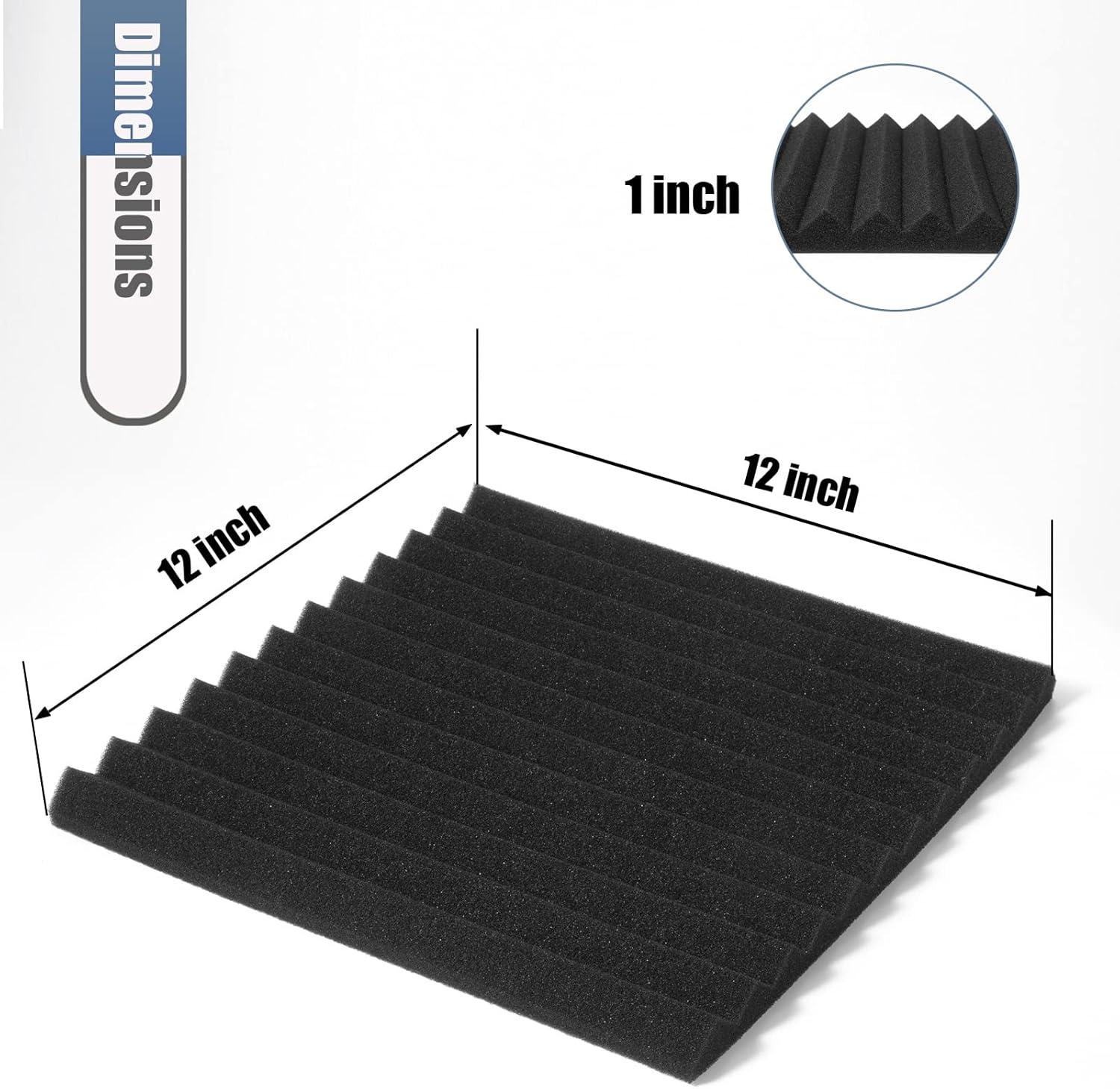 52-Pack Black Acoustic Foam Panels with Adhesive Tape