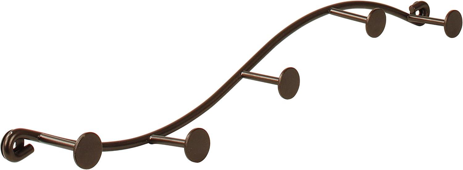 Bronze Wall Mount 5-Hook Rack with Curved Design