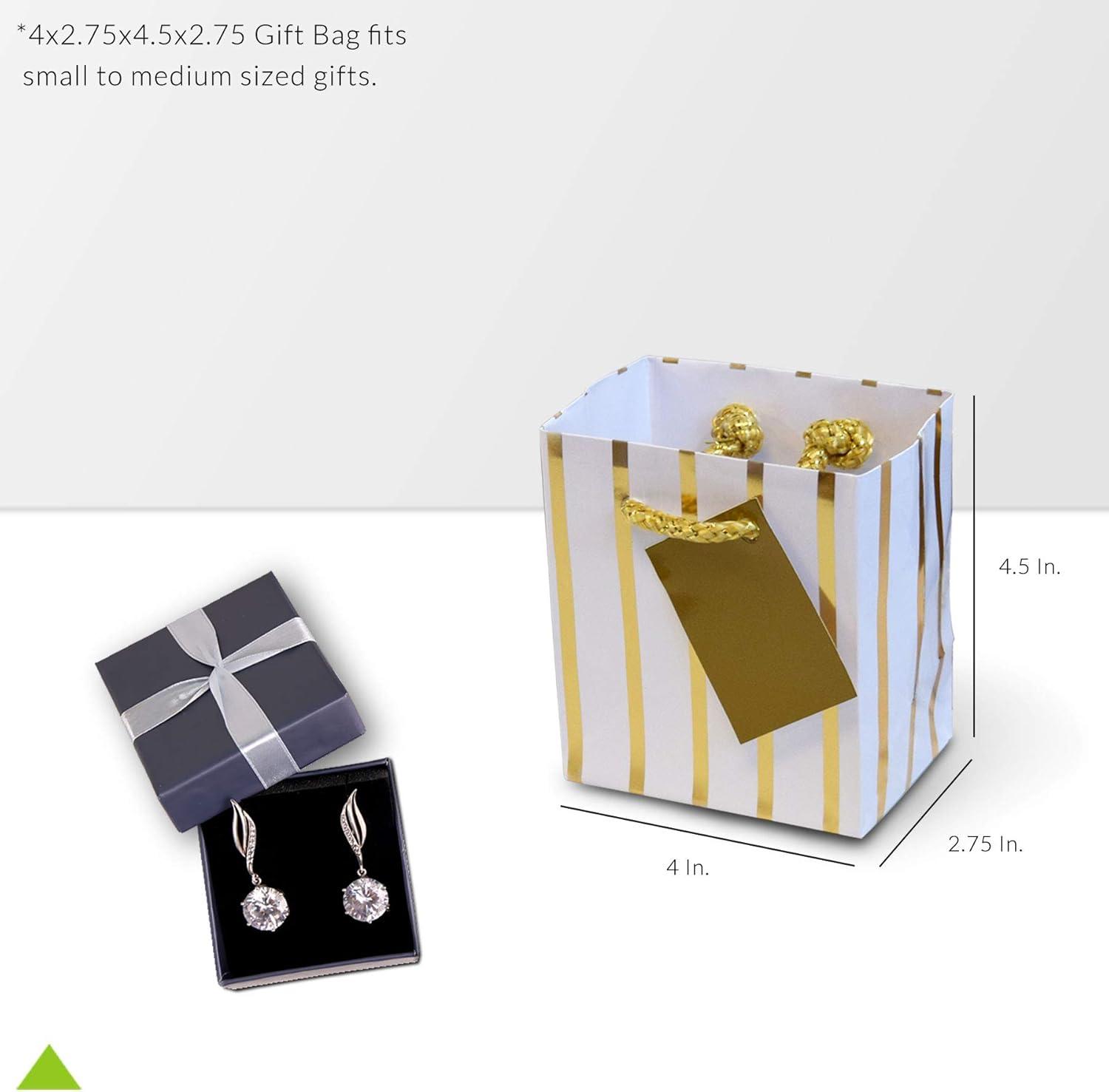 OccasionAll- Paper Metallic Gold Gift Bags with Handles for Party Favours 4x2.75x4.5 12 Pcs