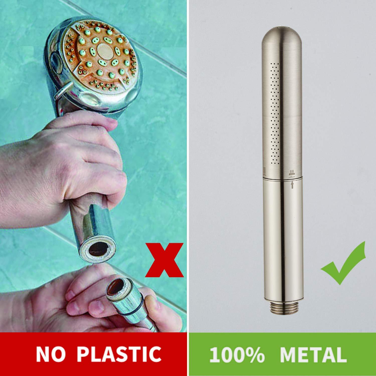 Shower Head Handheld Solid Copper Bathroom showerhead High pressure wand hand-held Sprayer (brush nickel)