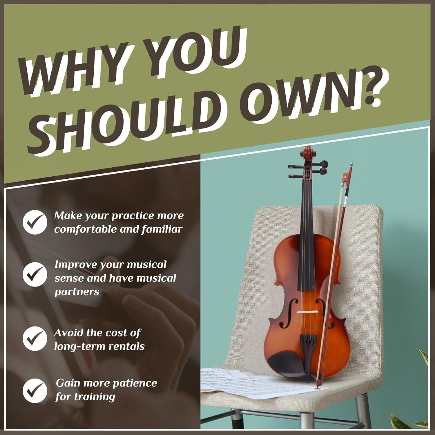 4/4 Acoustic Violin Set,Beginner Violin Vintage Solid Wood Violin Starter Kit with Carrying Case,Bow and Rosin (Natural)