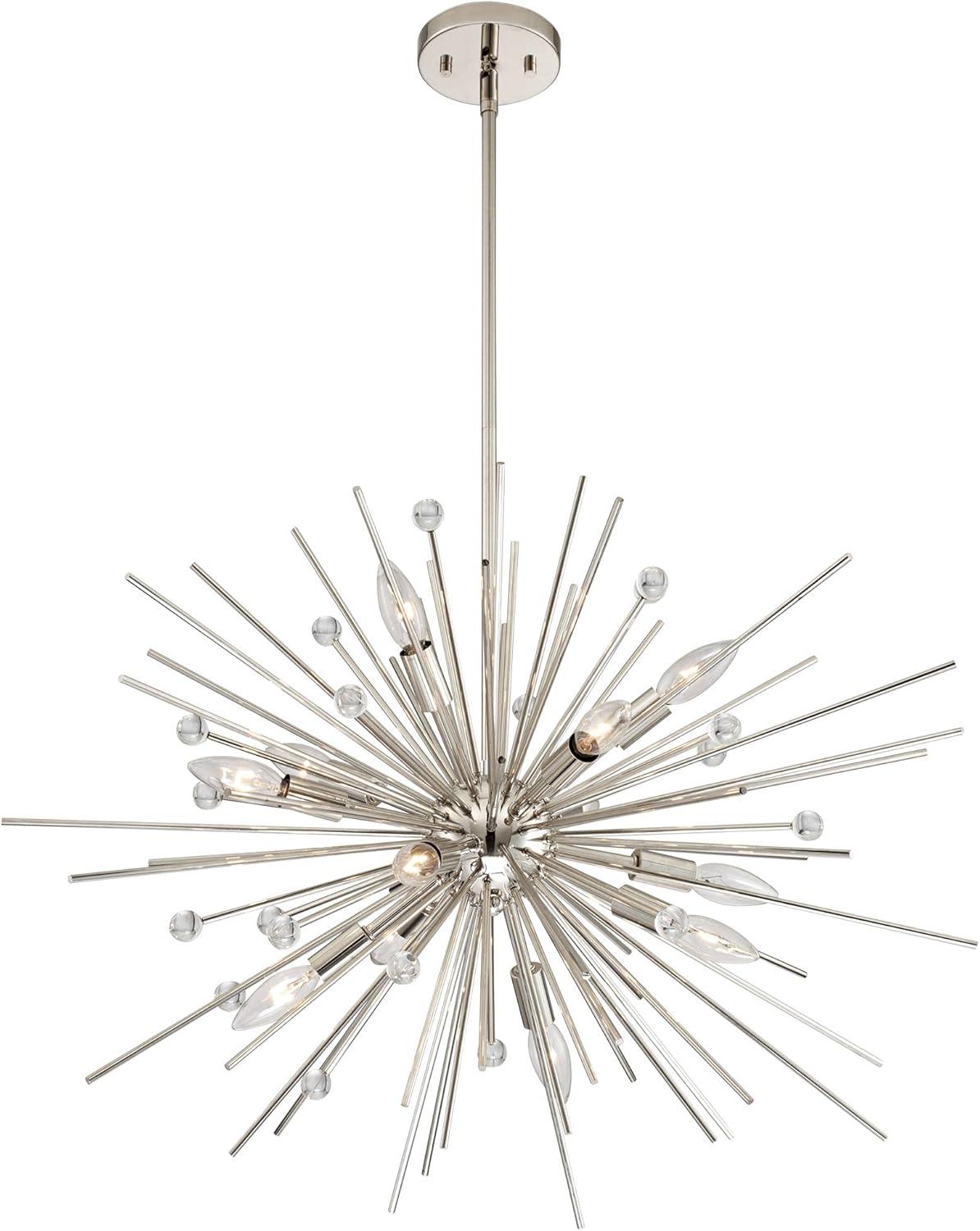 Polished Nickel Sputnik Chandelier with Crystal Accents