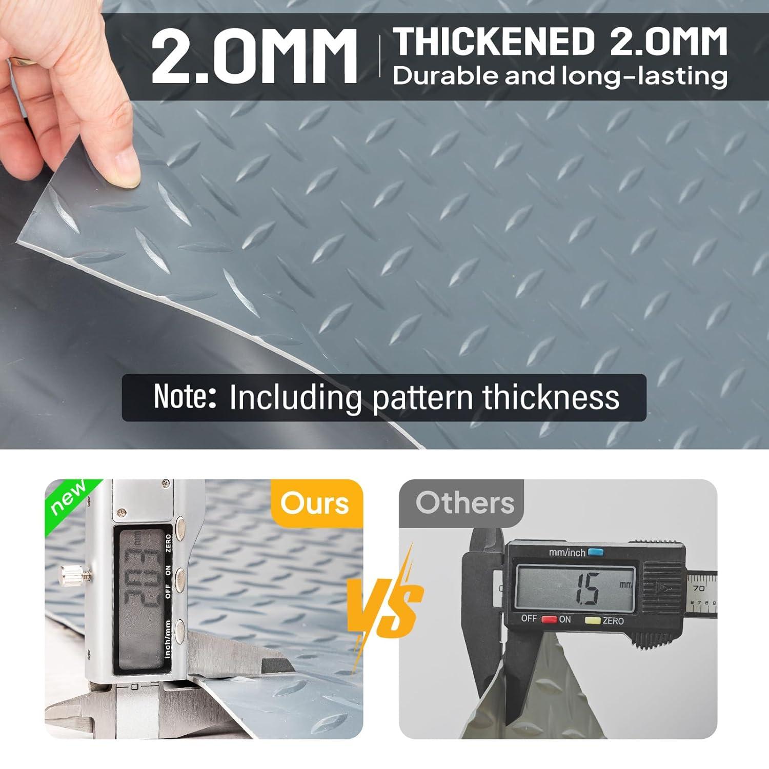 TUFFIOM 7.5 x 17 FT Garage Floor Mat, Thickened Diamond Plate PVC Garage Flooring Roll for Under Car Parking Protect, Floor Mats for Garage, RV Trailer Flooring, Water/Stain Resistant