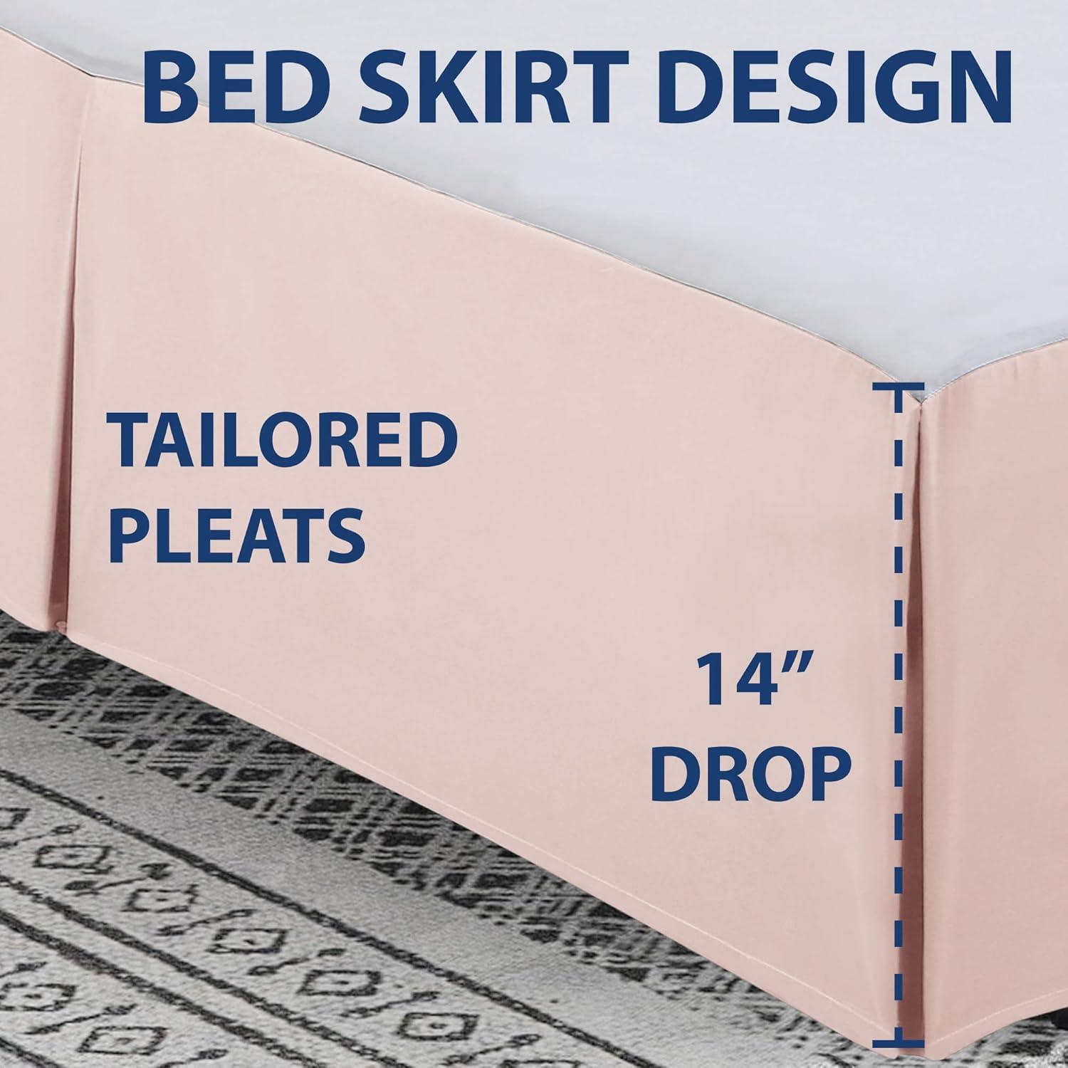 Swift Home | Basics Pleated Microfiber Bed Skirt 14-inch Drop Rose Blush Full