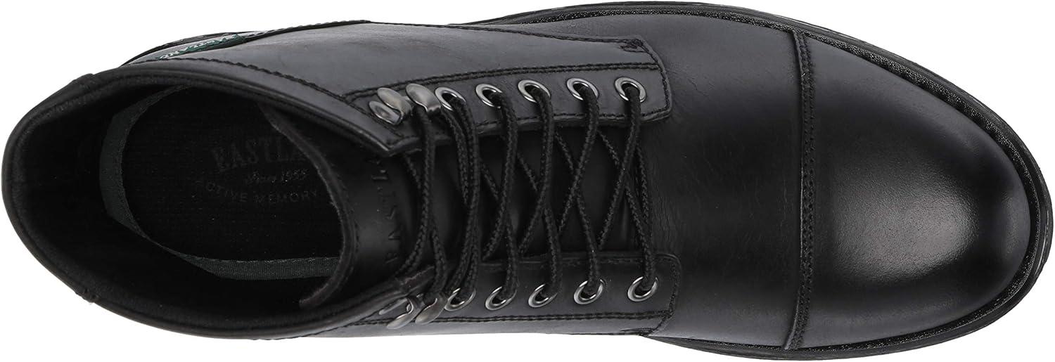 Black Genuine Leather Lace-up Ankle Boots with Memory Foam