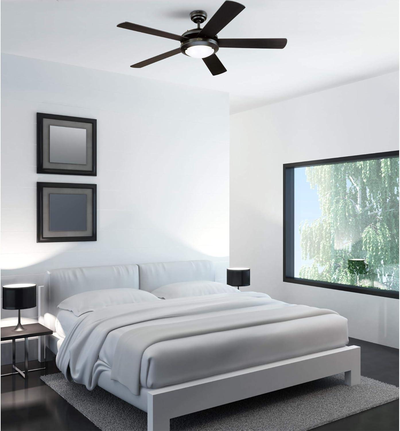 Matte Black 52-Inch Ceiling Fan with LED Light