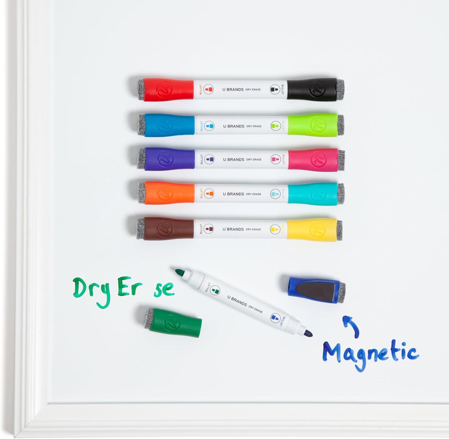 U Brands Magnetic Dry Erase Markers Chisel Tip, Assorted Colors, 6 Count