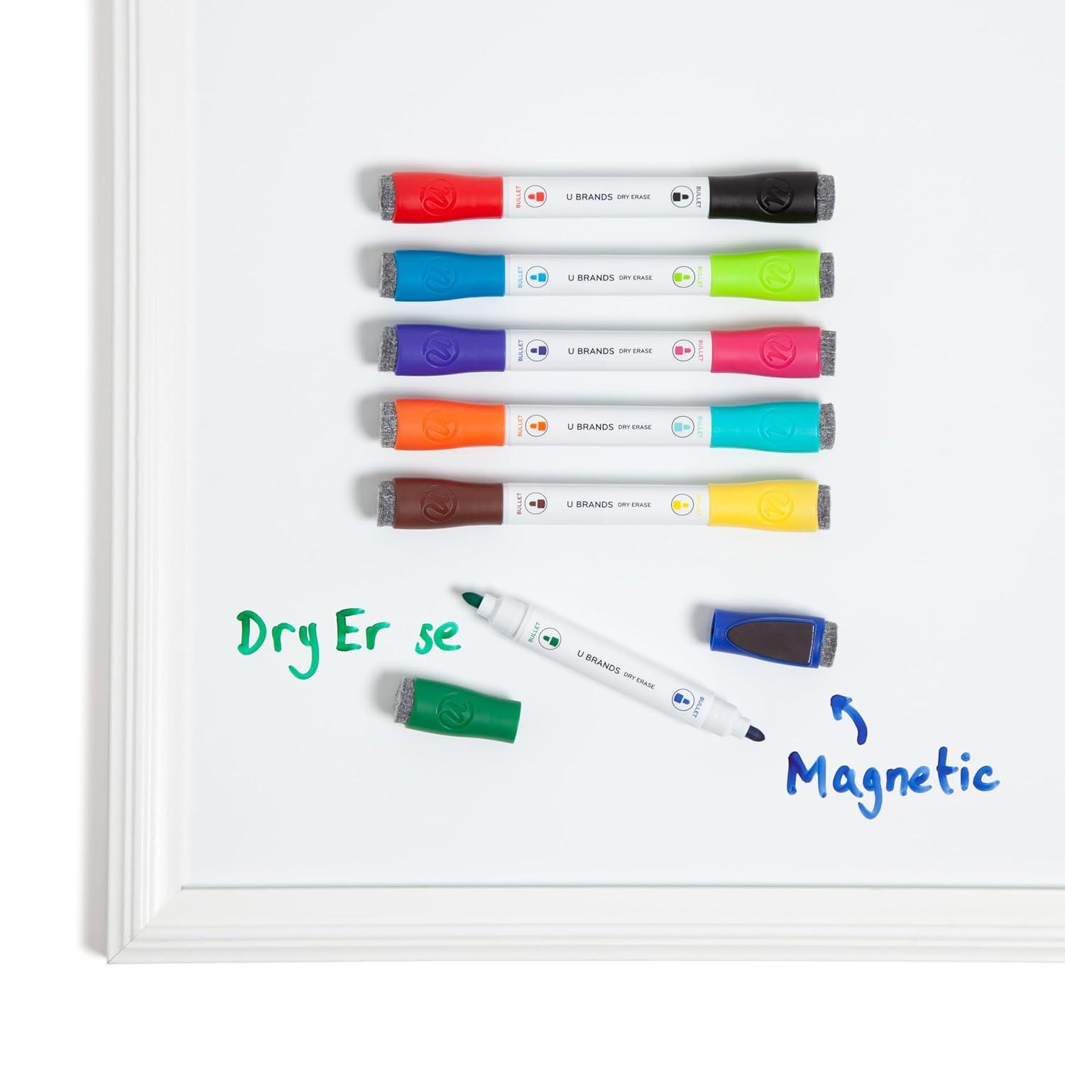 U Brands Magnetic Dry Erase Markers Chisel Tip, Assorted Colors, 6 Count