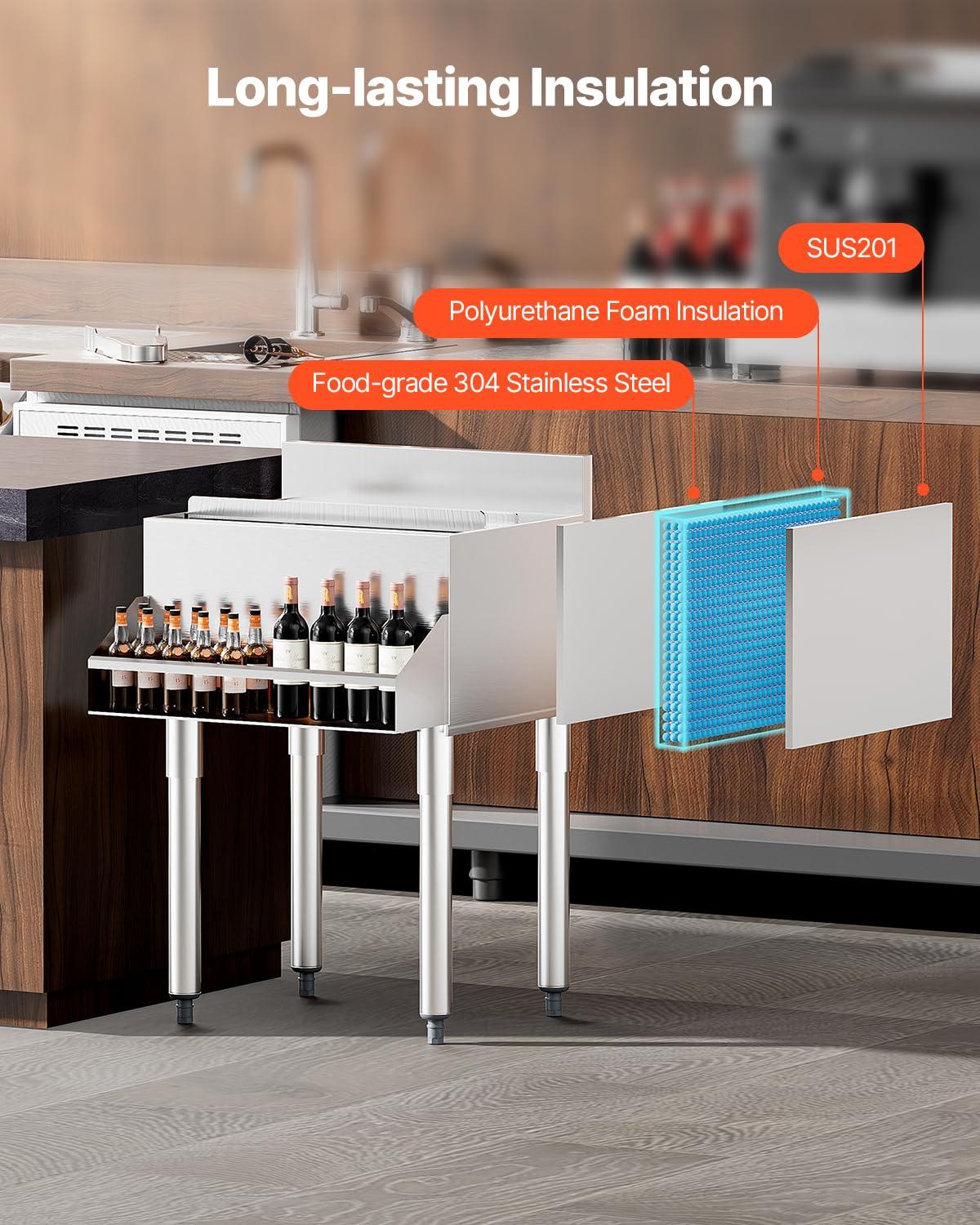 VEVOR 32qt Rolling Ice Chest Cooler Cart Outdoor Stand Up Cooling Bin on Wheels