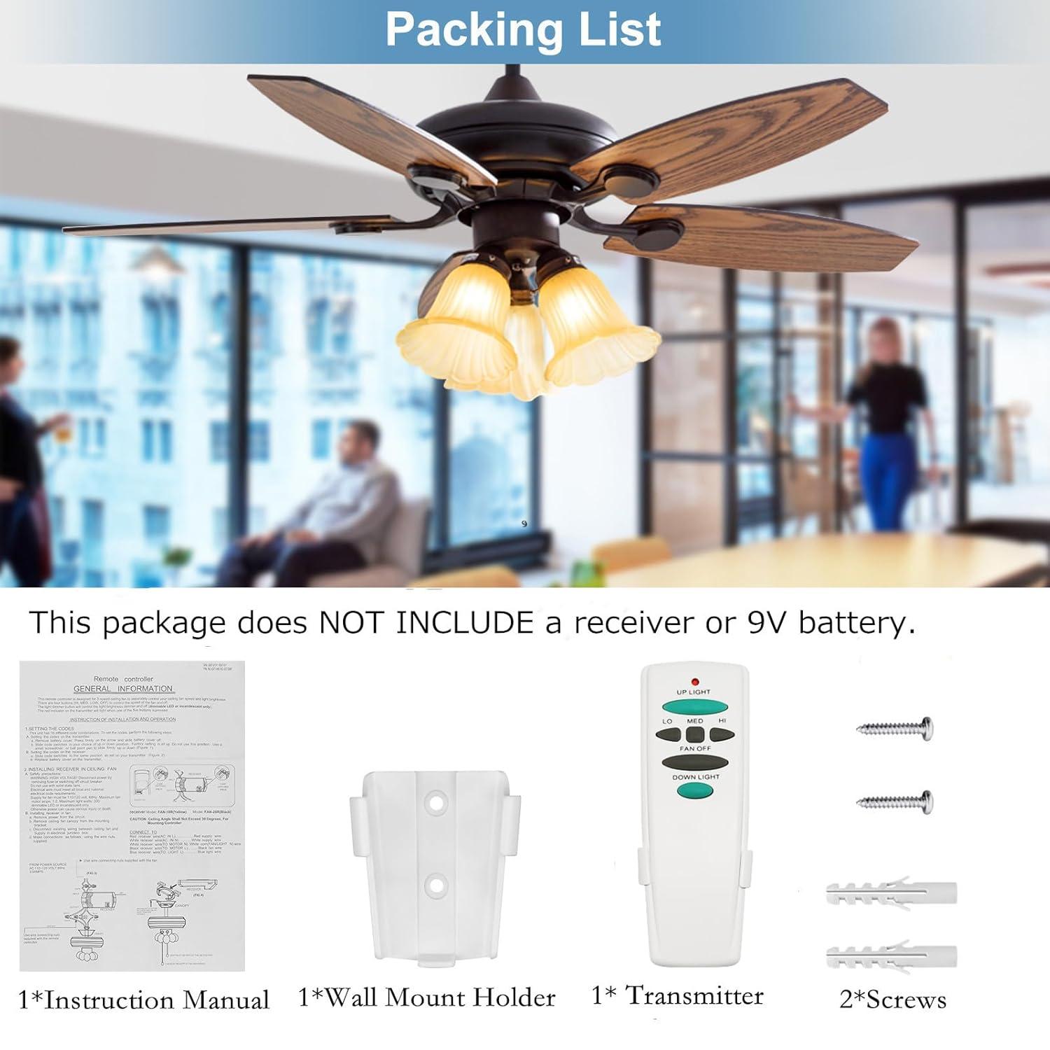 Hampton Bay UC7078T Replacement for Ceiling Fan Remote UC7078T with Up Down Light, L3H2010FANHD Fan-HD Fan-HD6 (Remote Only)