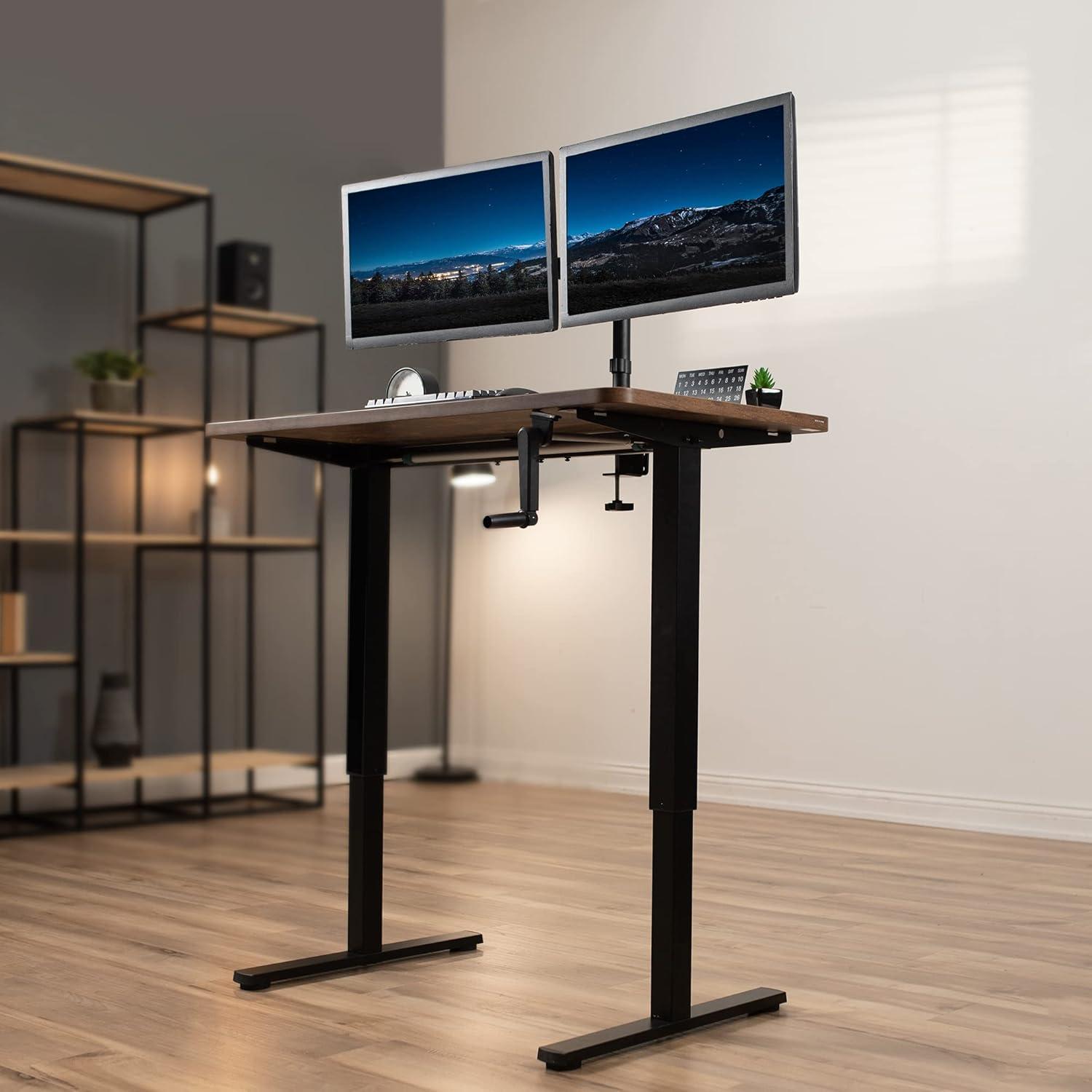 VIVO Manual Height Adjustable Stand Up Desk Frame Crank System, M051MB series