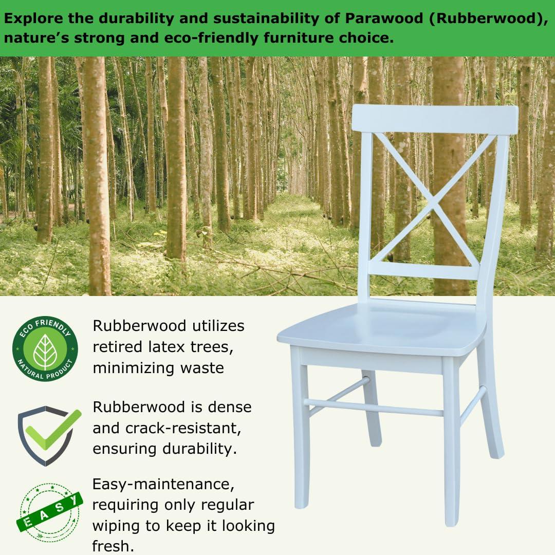 Elegant White Parawood High Cross Back Chair, Set of 2
