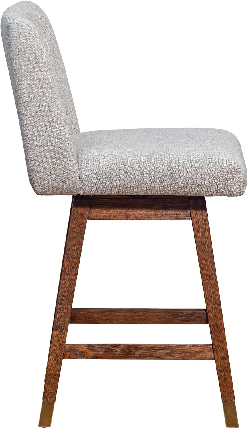 Armen Living Basila Wood Finish with Fabric Swivel Counter Height Barstool Brown Oak/Taupe