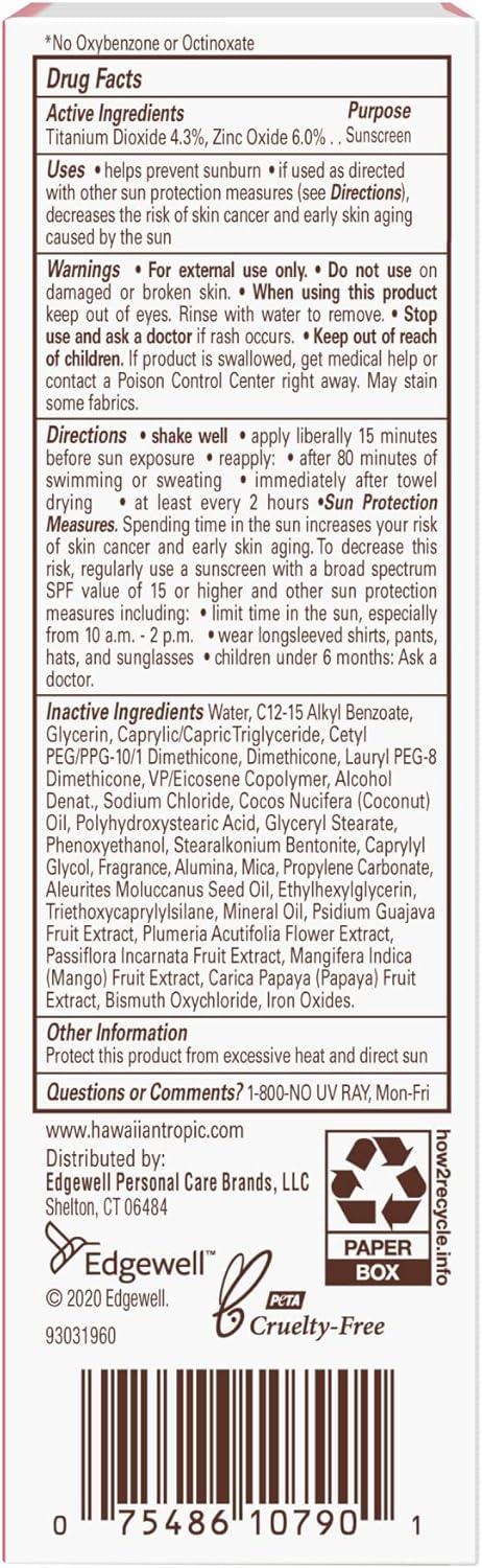 Hawaiian Tropic Mineral Skin Nourishing Milk Sunscreen for Face SPF 30, 1.7oz Travel Size