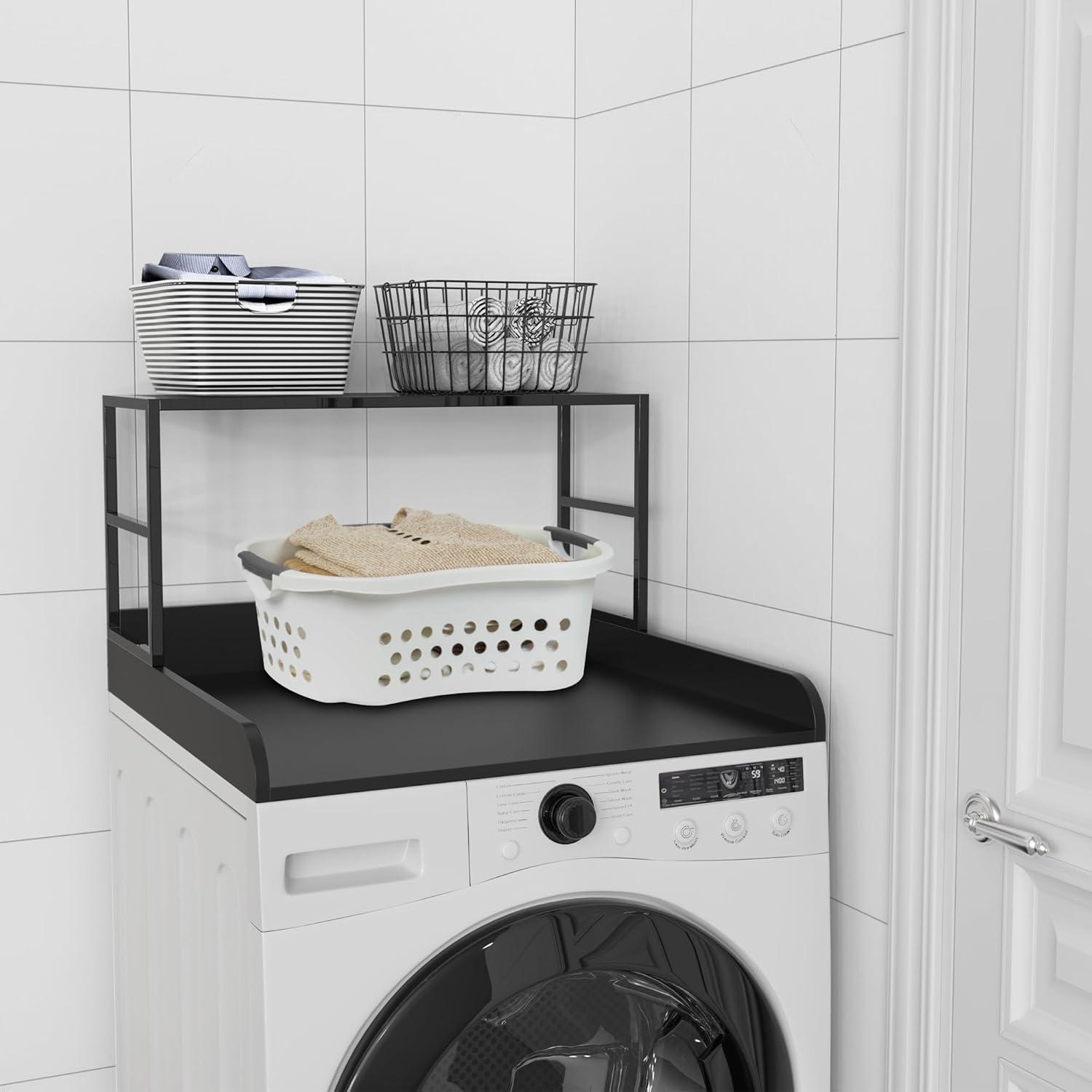 Washer Dryer Countertop Laundry Guard with Laundry Room Shelf for Single Washer/Dryer