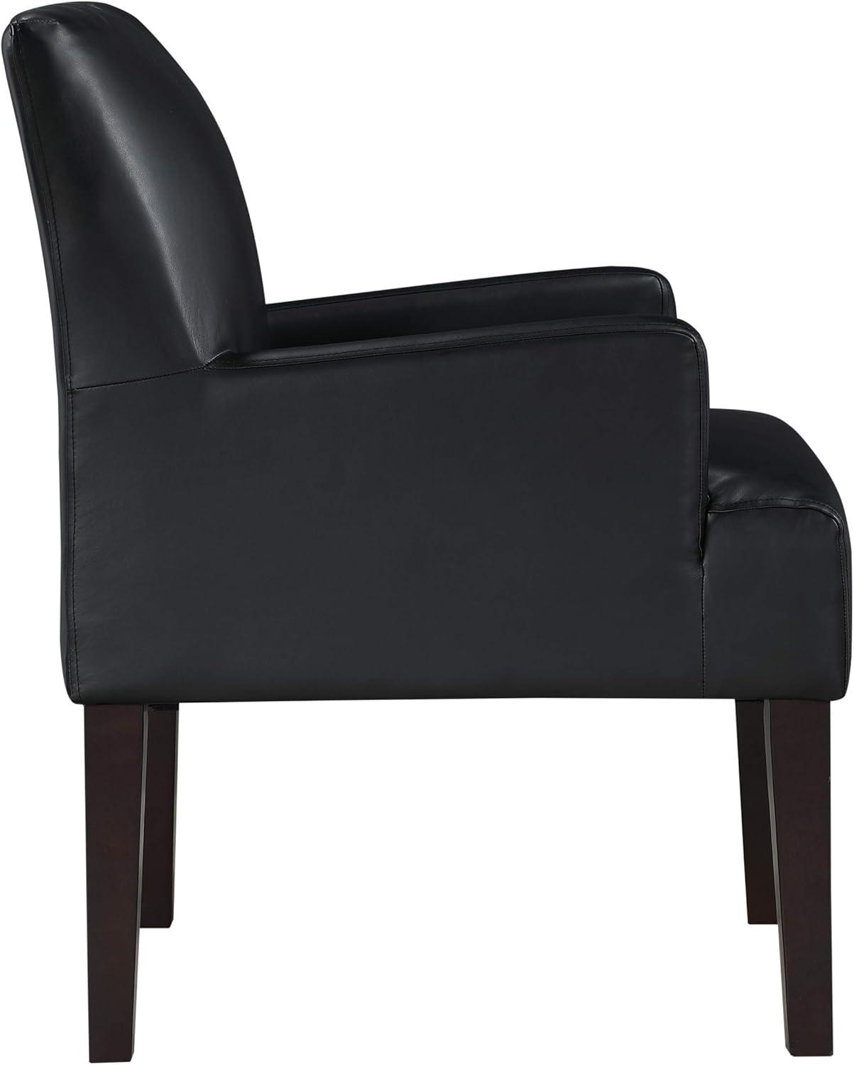 Black Faux Leather Accent Chair with Wood Legs