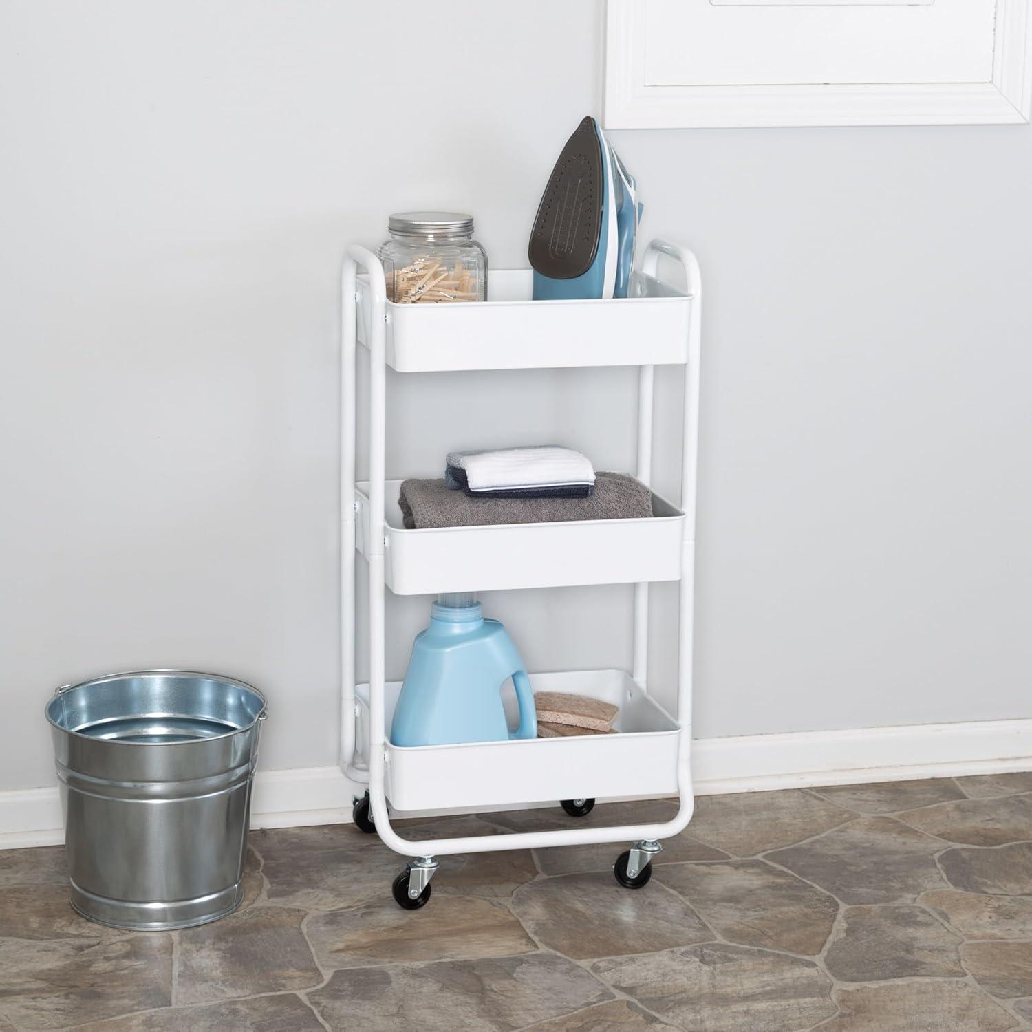 32.68 x 12.99 x 16.65 in. Utility Cart, White