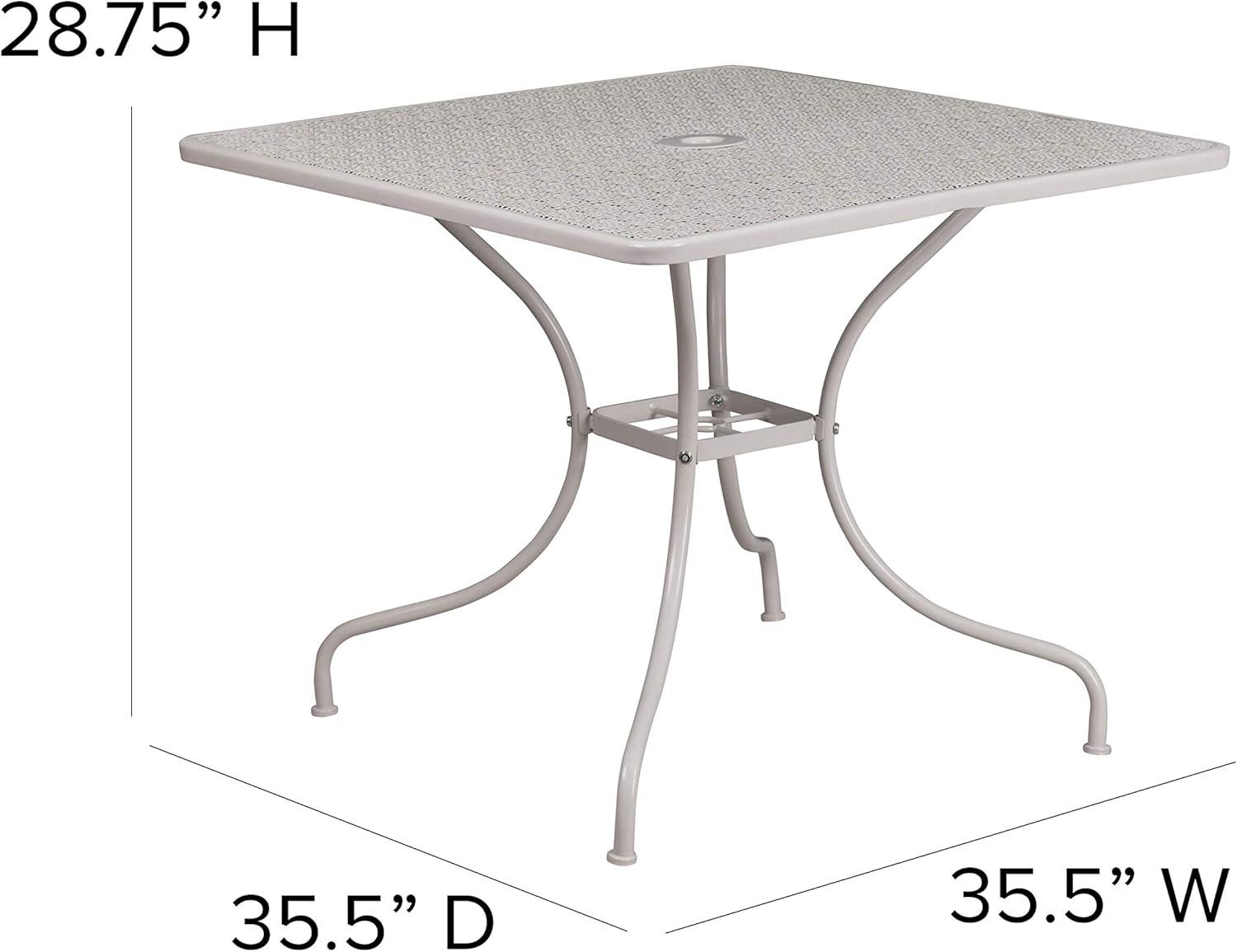 Flash Furniture Oia Commercial Grade 28" Square Light Gray Indoor-Outdoor Steel Patio Table