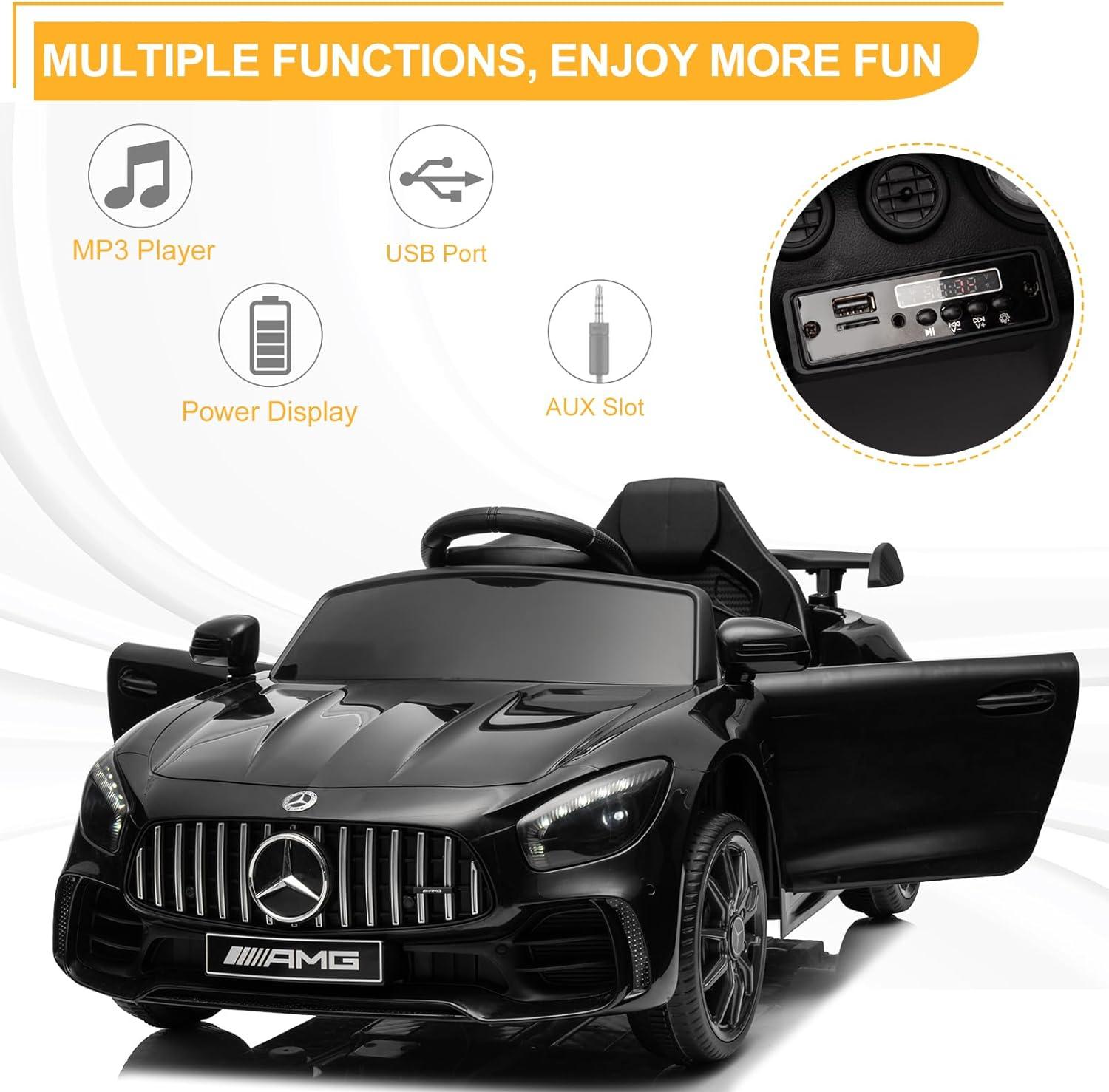 Black 12V Mercedes-Benz AMG GTR Kids Ride-On Car