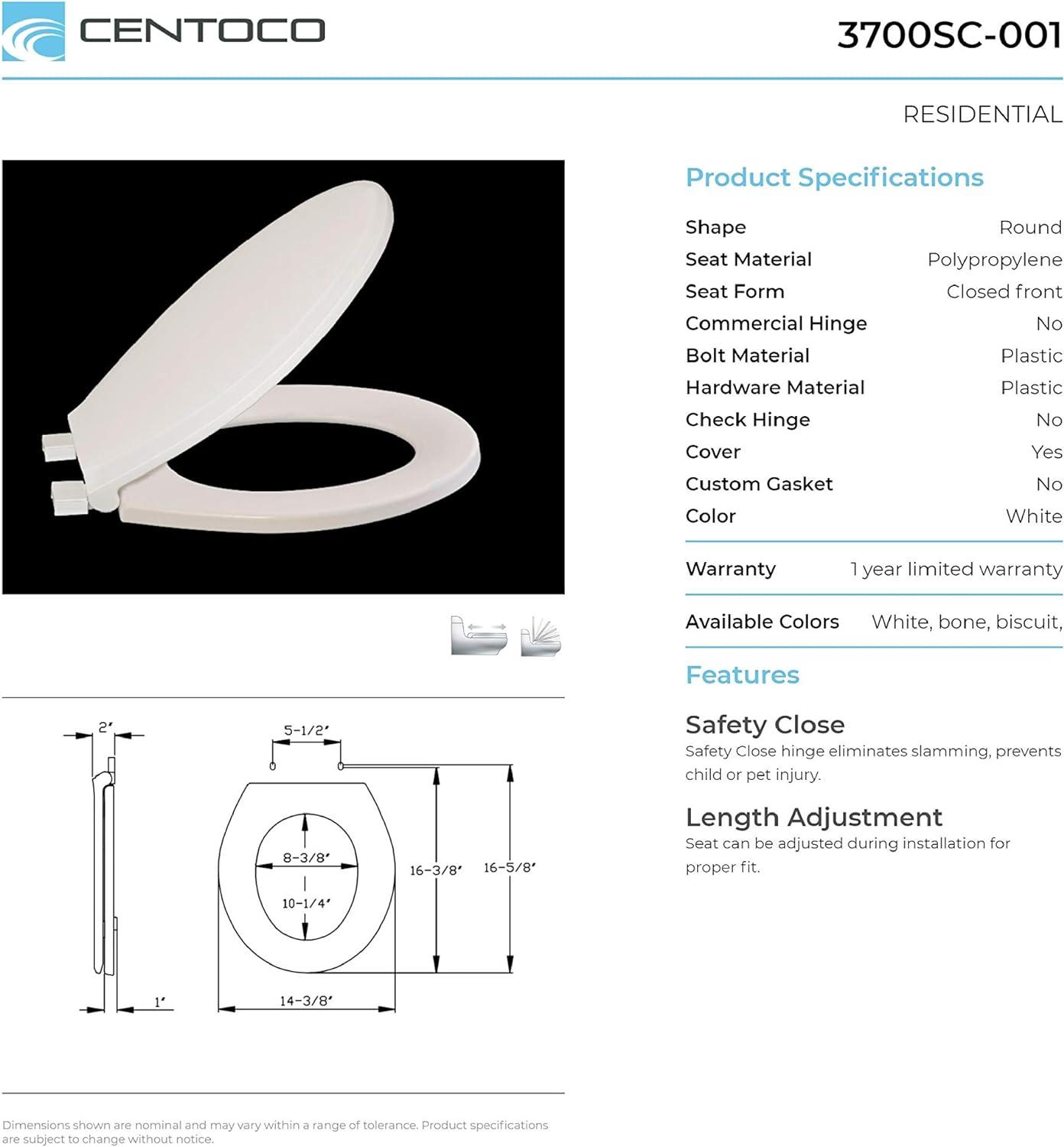 Bone Round Plastic Toilet Seat with Safety Close