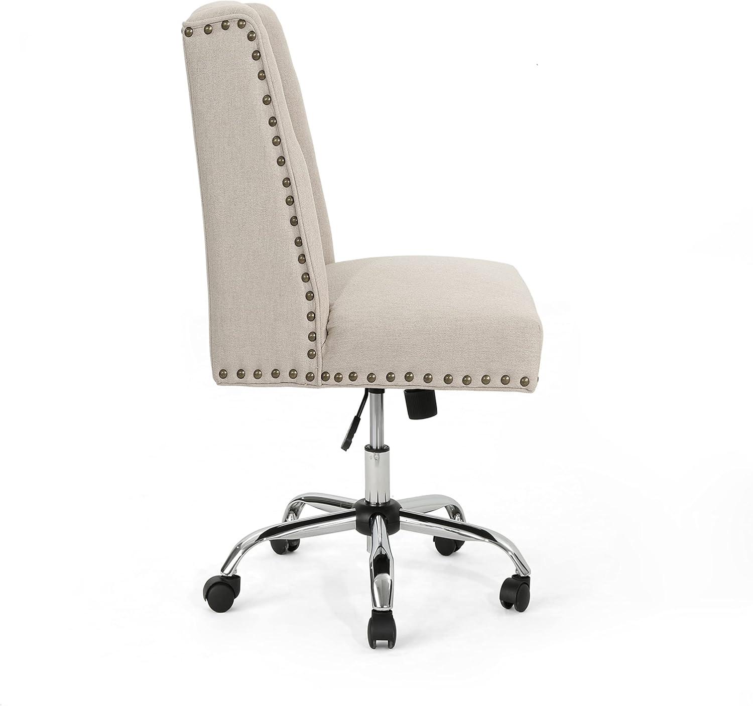 Chiara Home Office Fabric Desk Chair Light Brown - Christopher Knight Home: Chrome Base, Gas Lift, Swivel Function