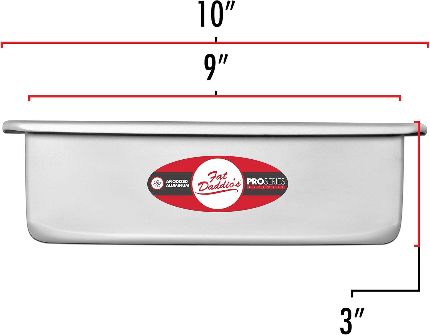 Fat Daddio's Square Cake Pan Seamless Squarebake Corners, 9x9x3, with a Lumintrail Spoon Set