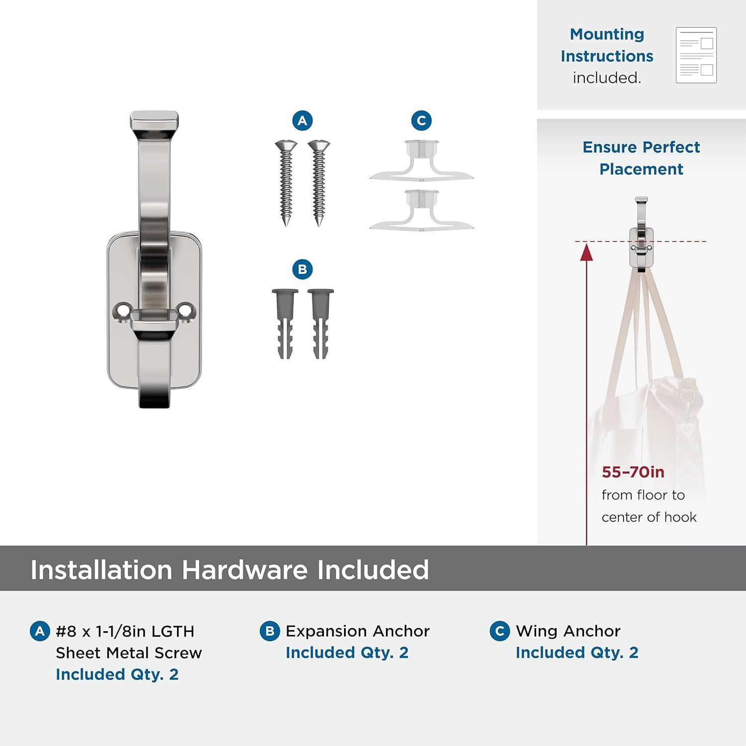 Amerock Alder Transitional Double Prong Decorative Wall Hook