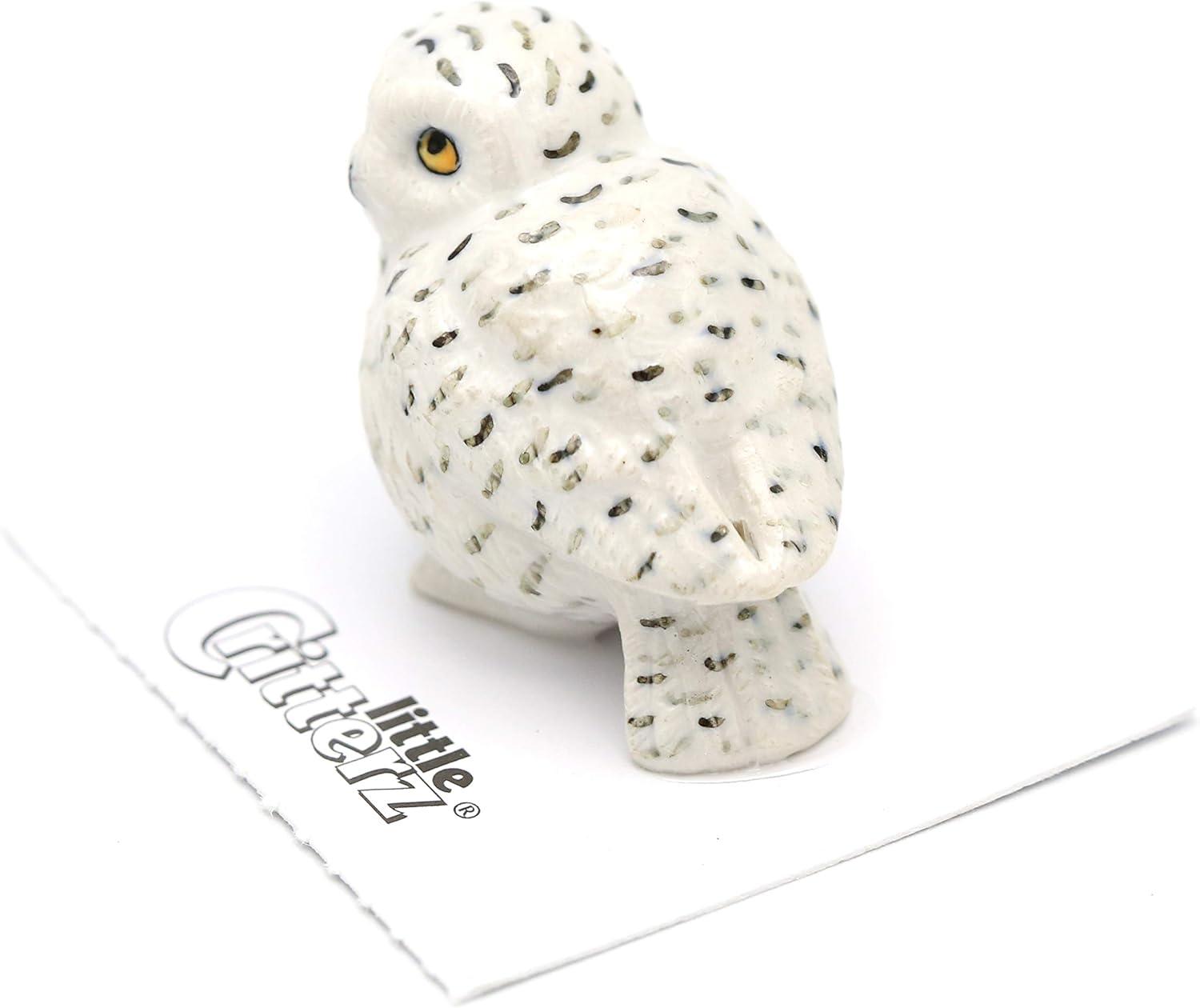 Little Critterz White Snowy Owl "Ghost" Hand-painted - Home Decor Bird Birthday Gift Decorative Figurine - Miniature Porcelain Figurine
