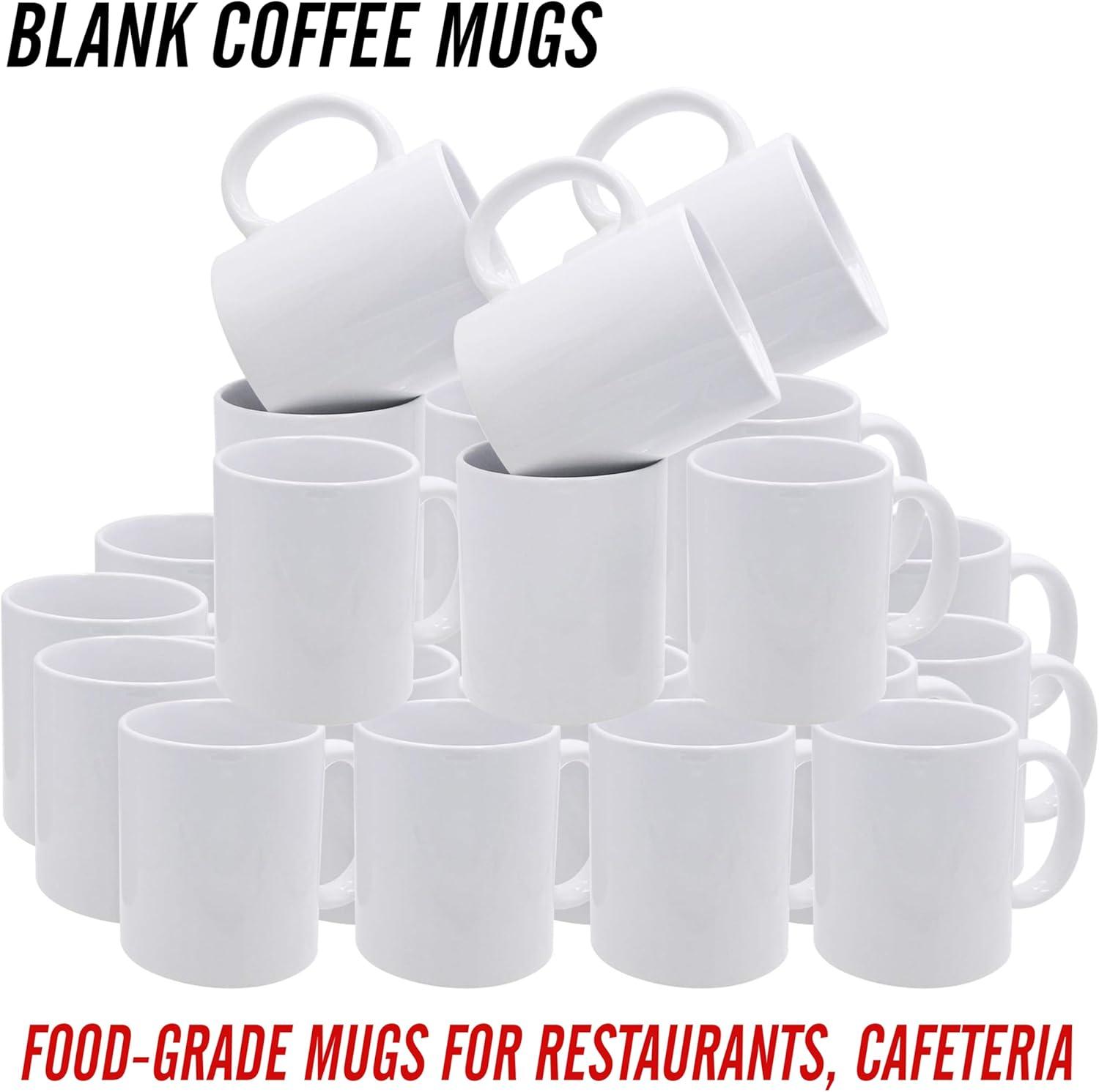 White Ceramic 11 oz Microwave Safe Coffee Mugs Set