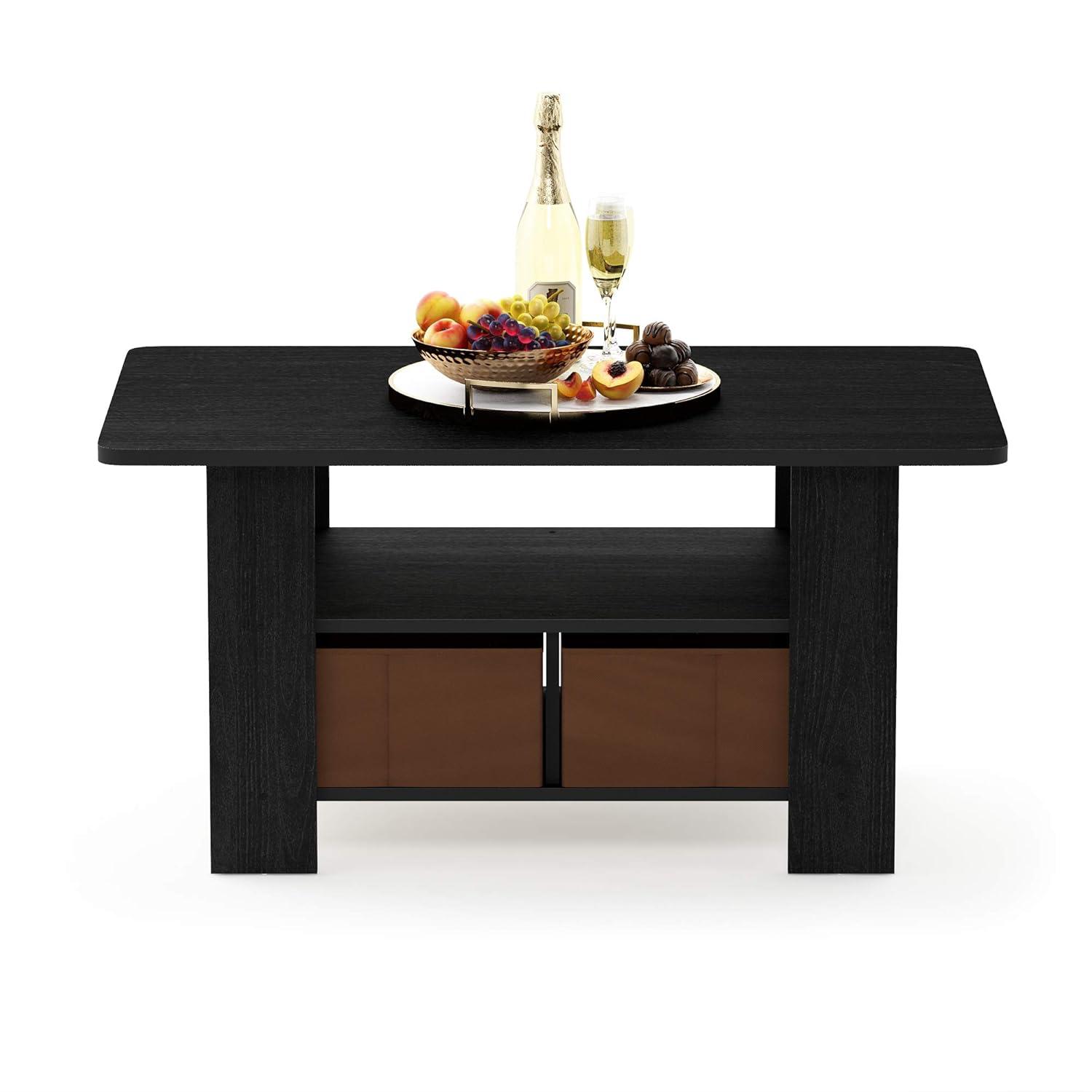 11158AM-MBR Andrey Coffee Table with Bin Drawer, Americano & Medium Brown