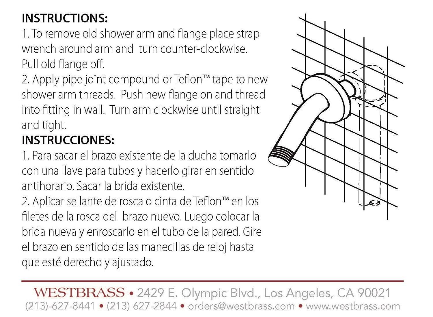 1/2" IPS x 6" Wall Mount Shower Arm with Sure Grip Flange