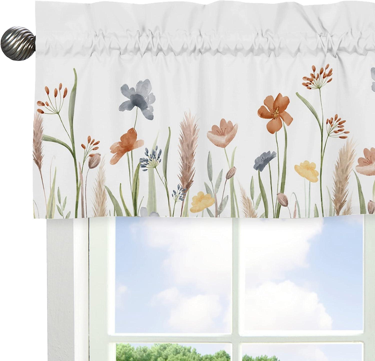 Watercolor Floral Garden Sage Green 54" Window Valance by Sweet Jojo Designs