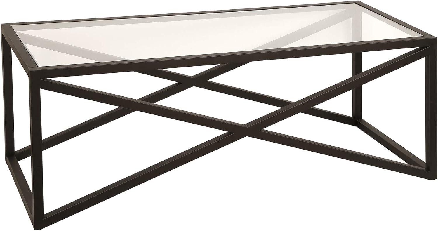 Urban Geometric 46" Blackened Bronze Glass Coffee Table