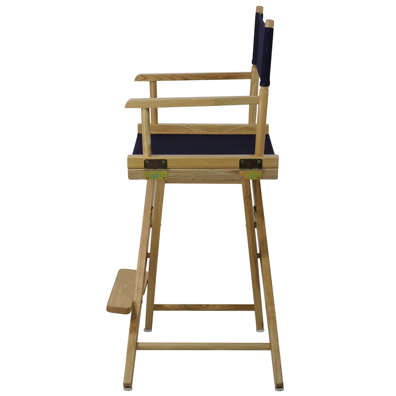 206-20-032-10 24 in. Extra-Wide Premium Directors Chair, Natural Frame with Navy Color Cover