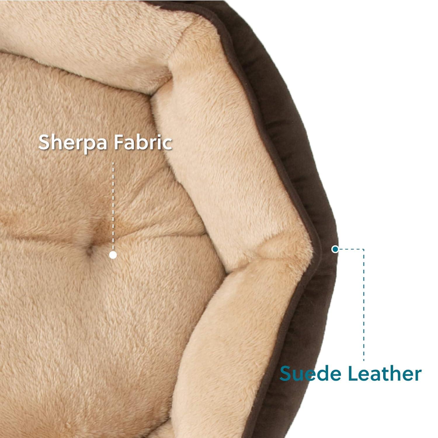 Bedsure Dog Beds for Small Dogs - Round Cat Beds for Indoor Cats, Washable Pet Bed for Puppy and Kitten with Slip-Resistant Bottom, 20 Inches, Brown