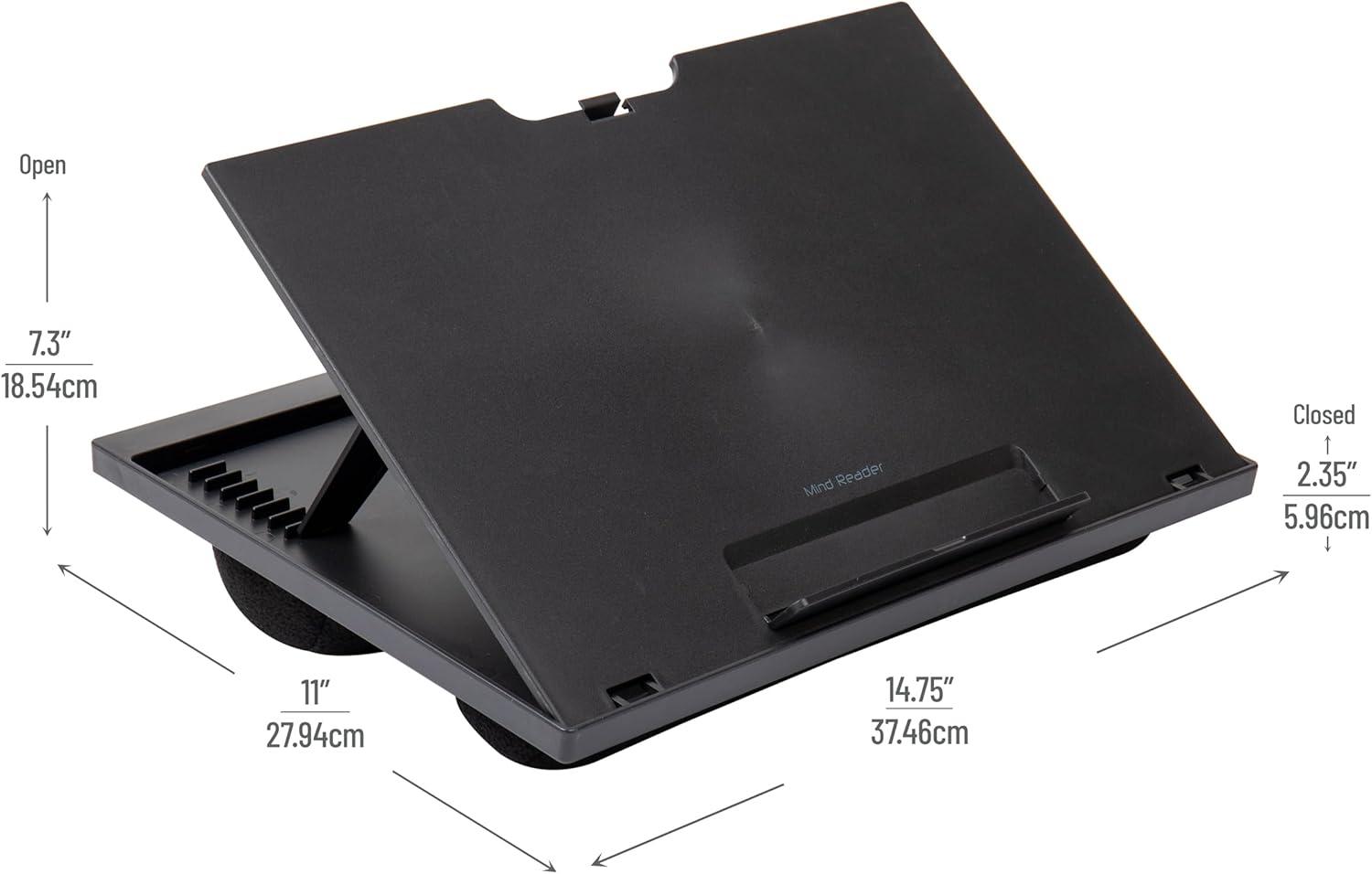 Mind Reader Mind Reader Lap Desk Laptop Stand, Bed Tray, Collapsible, Cushion, Portable, Dorm, Plastic, 14.75"L x 11"W x 7.3"H