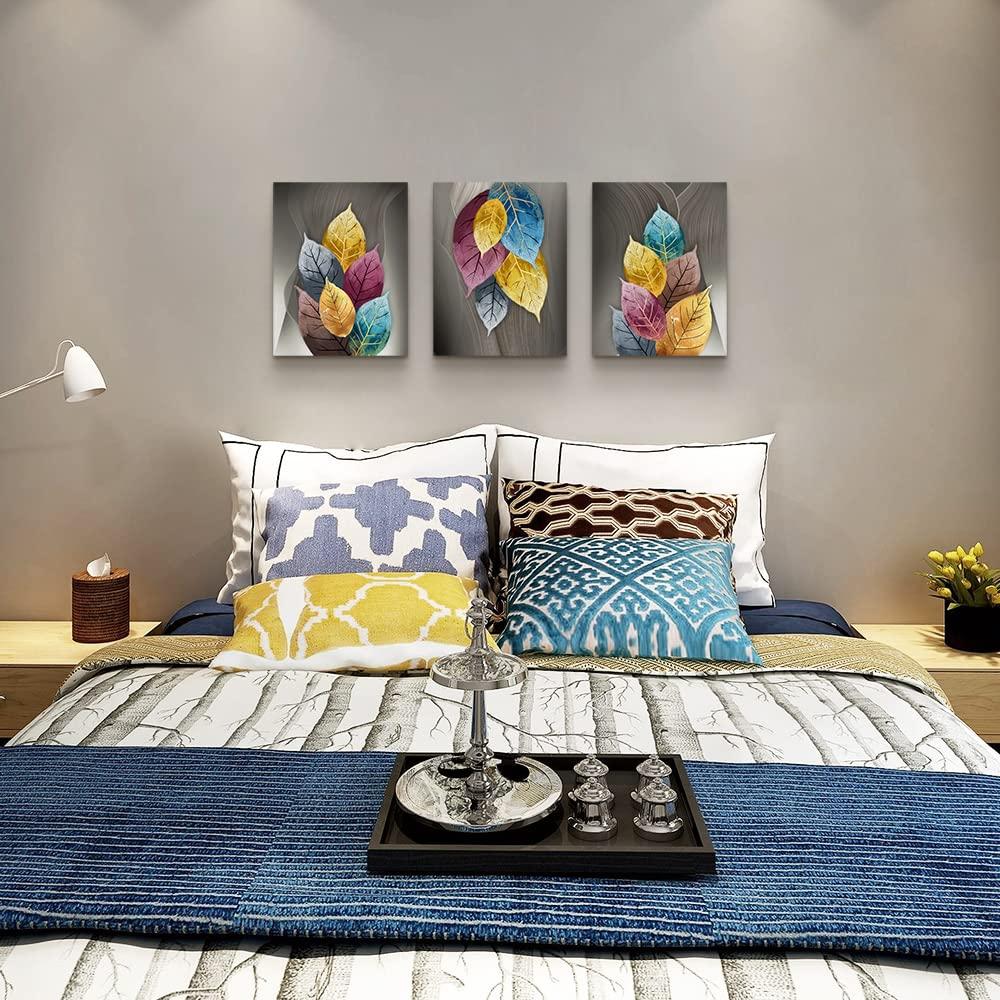 Canvas Wall Art For Living Room Family Wall Decor For Bedroom Kitchen Decor Artwork Abstract Leaves Painting Fashion Office Wall Pictures Poster Prints Bathroom Home Decorations 12" X 16" 3 Pieces