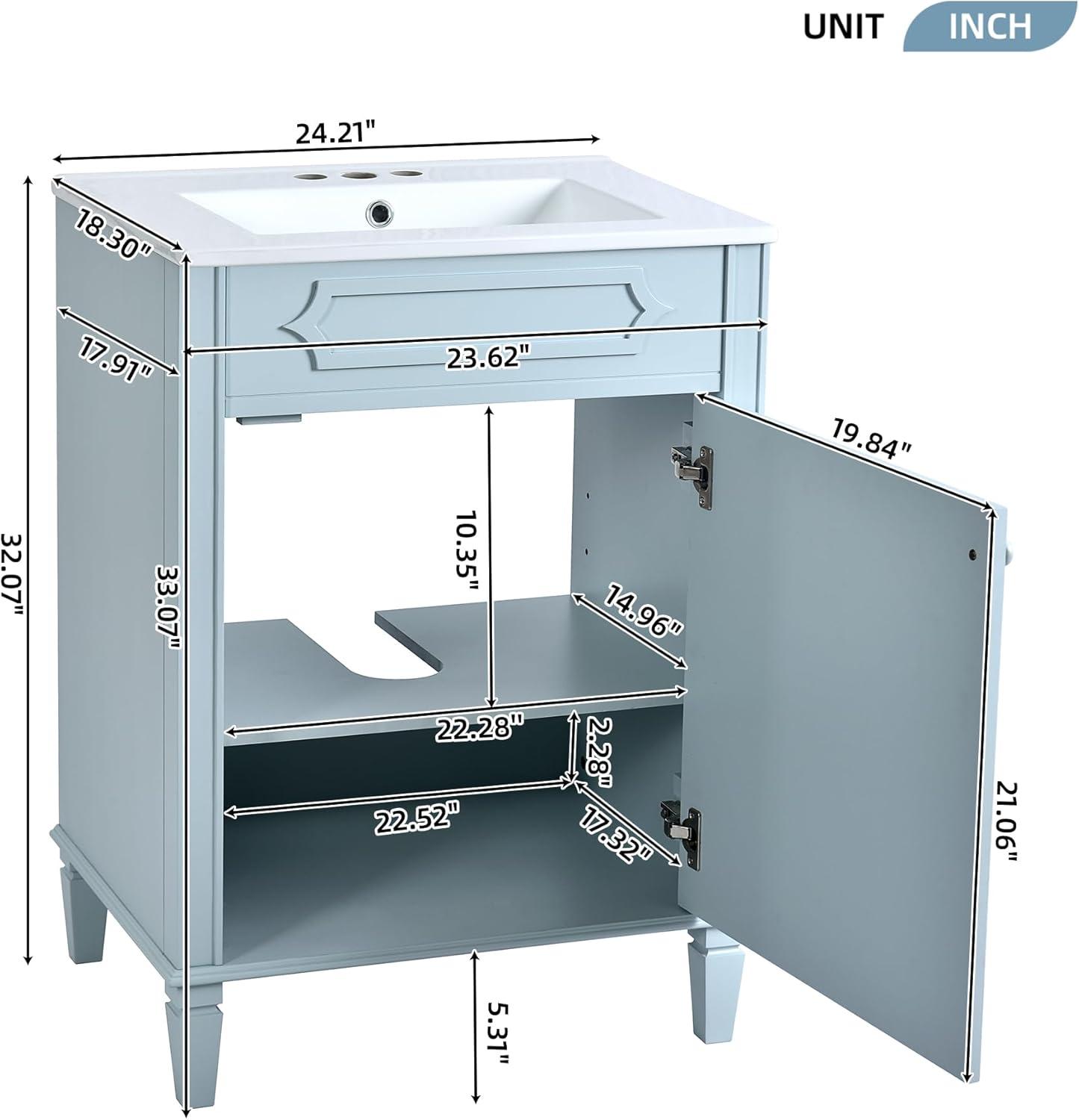 30 Inch Bathroom Vanity with Ceramic Sink, Modern Bathroom Storage Cabinet with Swirled Design, Vanities with 2 Drawers for Modern Minimalist Powder Room