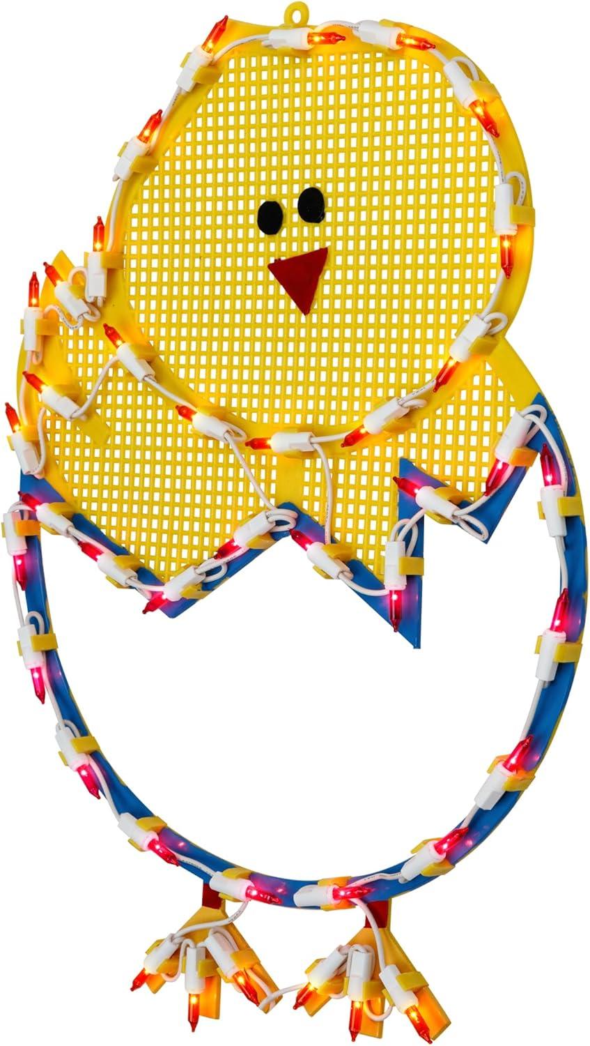 Northlight Lighted Chevron Stripe Easter Egg Window Decoration - 17" - Green and Pink