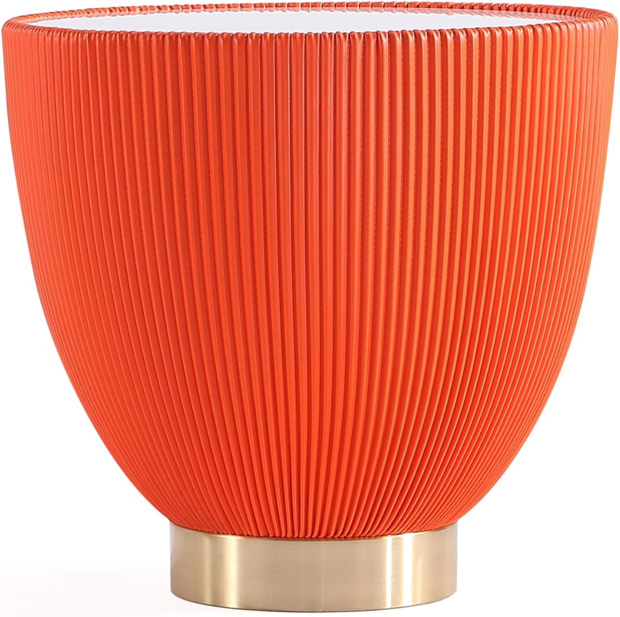 Manhattan Comfort 2pc Anderson Modern Leatherette Upholstered End Table Set Orange: Faux Marble, No Assembly Required