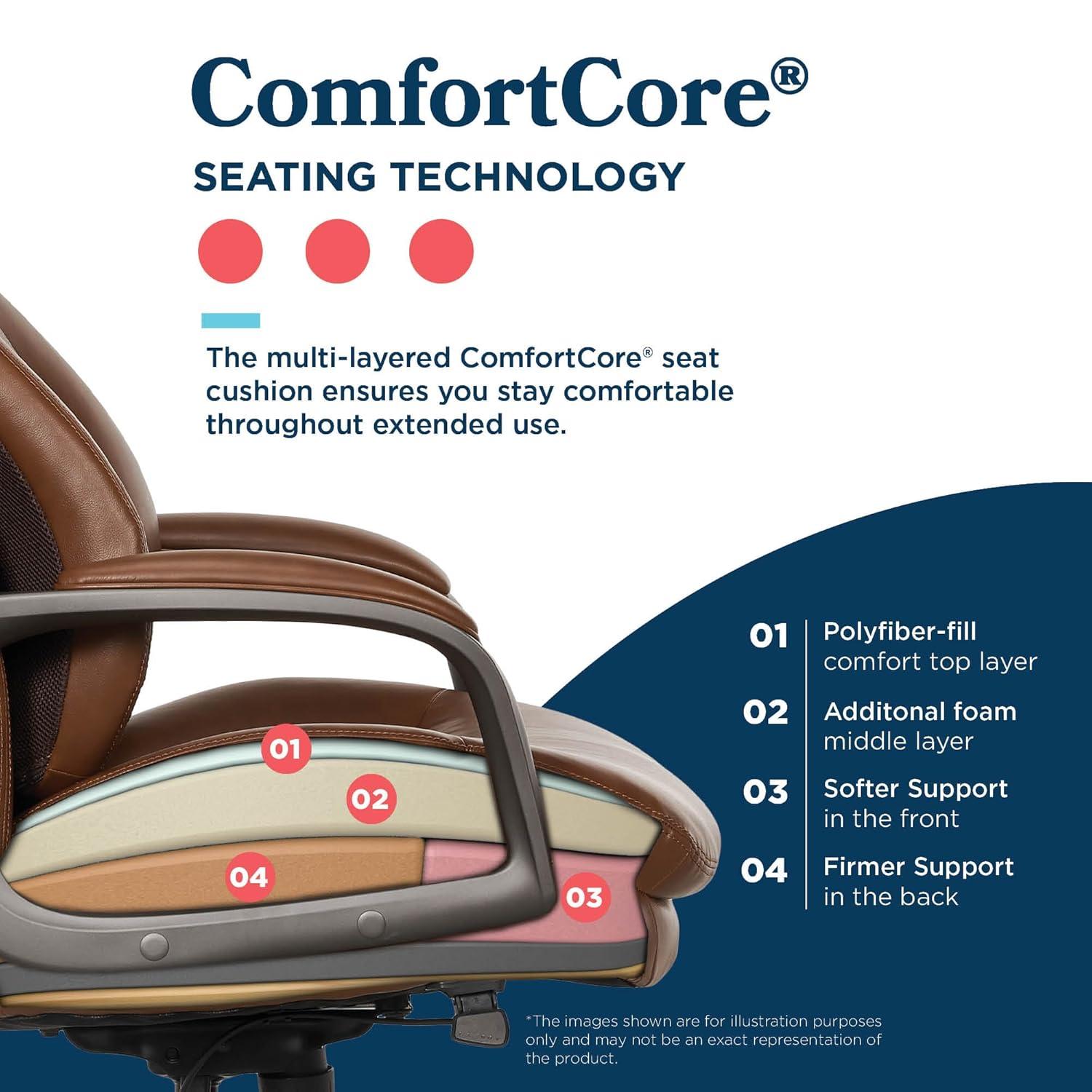 La-Z-Boy La-Z-Boy® Nova Executive Office Chair, Patented AIR Ergonomic Support Technology®, High-Back Premium Comfort & Support, Vegan PU Leather