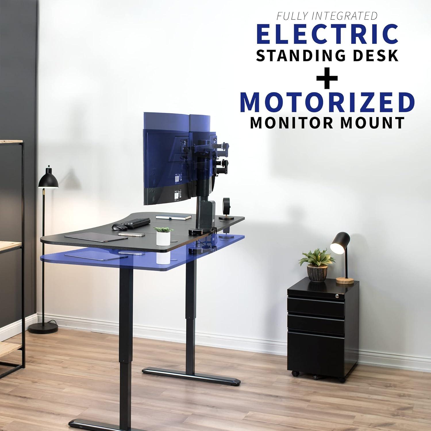 VIVO 63" x 32" Electric Stand Up Desk with Motorized Dual Monitor Mount, DESK-KIT-SET1B