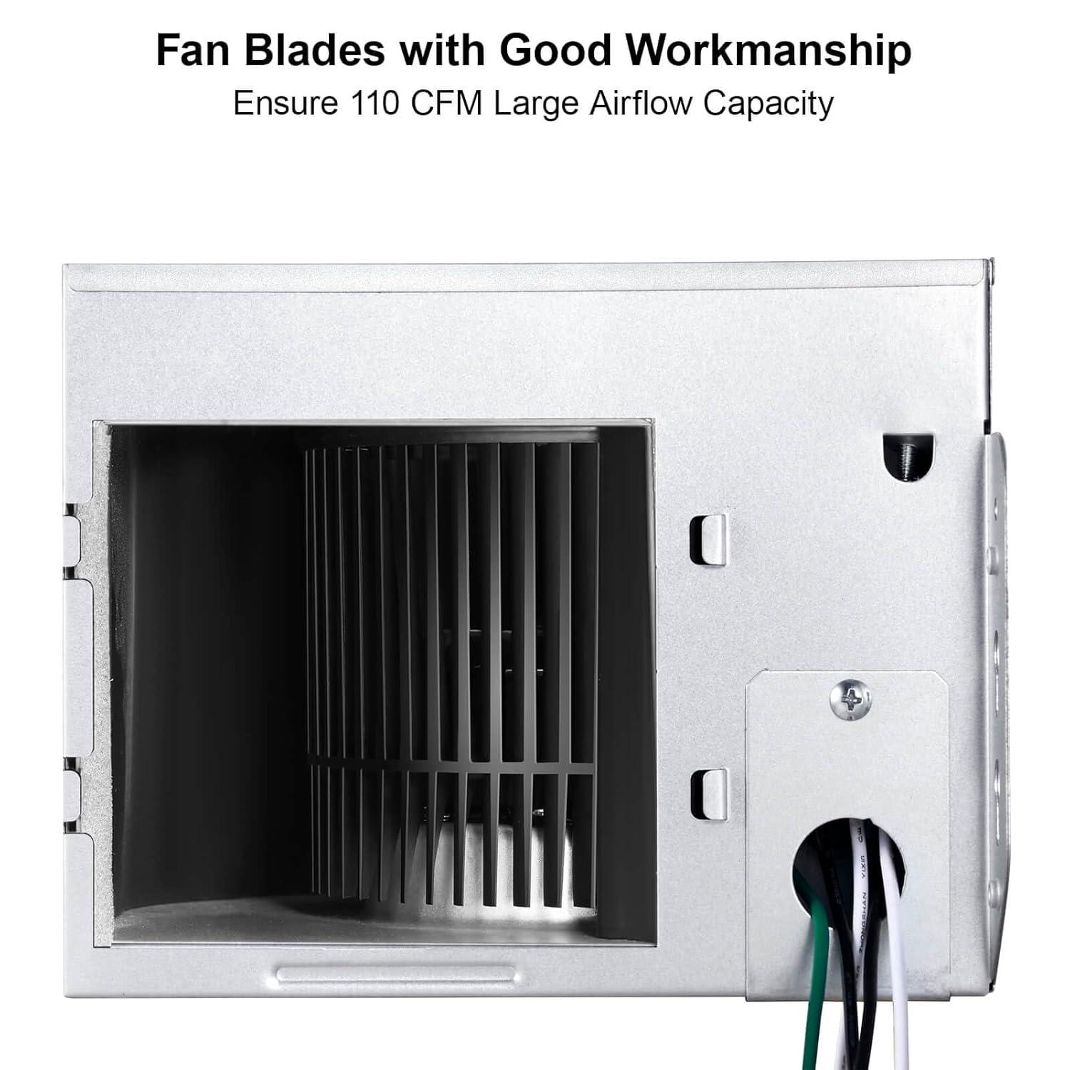 Bathroom Exhaust Fan with Light 110 CFM Quiet with Color Change, 3000K/4000K/5500K 1000LM Household Ventilation Fan Light Combo, Energy Saving Ceiling Mount Bathroom Extractor, Memory Function