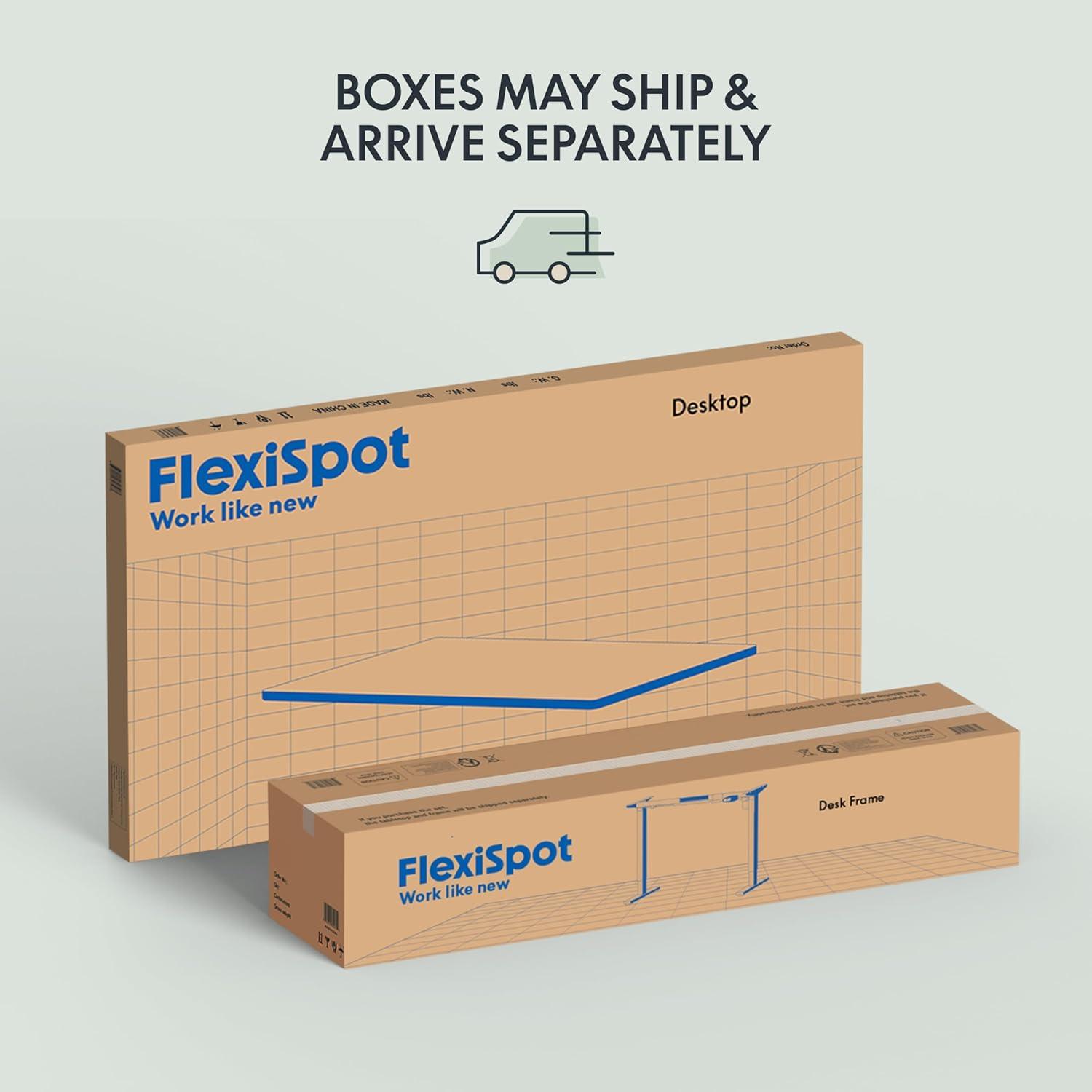 FLEXISPOT EN1 Whole Piece Standing Desk 55 x 28 Inches Stand Up Desk Workstation Home Office Computer Height Adjustable Desk (Black Frame + 55" Black Top, 2 Packages)