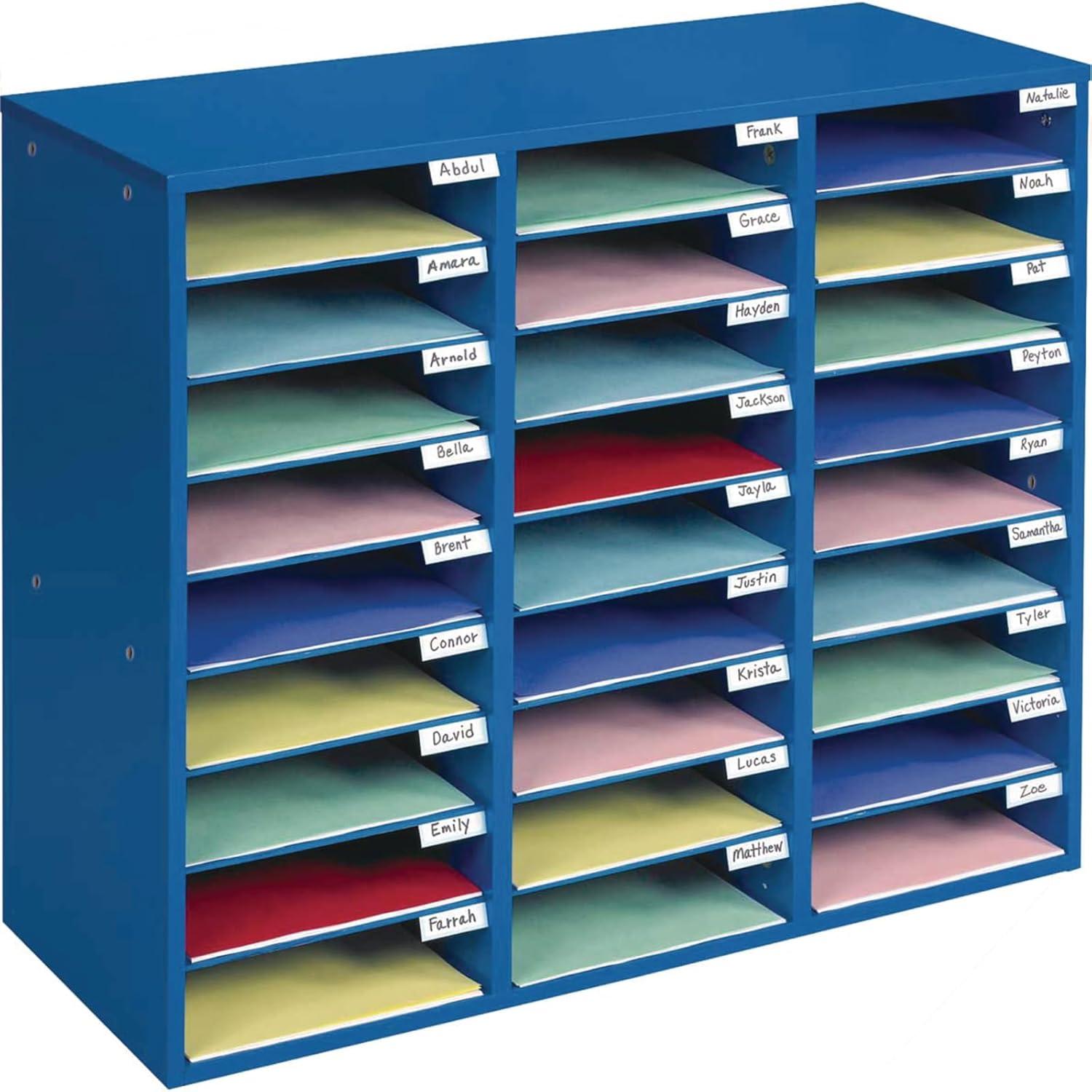 Blue 27-Slot Classroom Mail Center Organizer