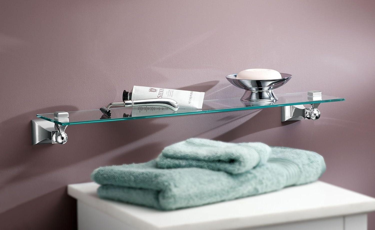 Brushed Nickel Glass Wall Mount Vanity Shelf