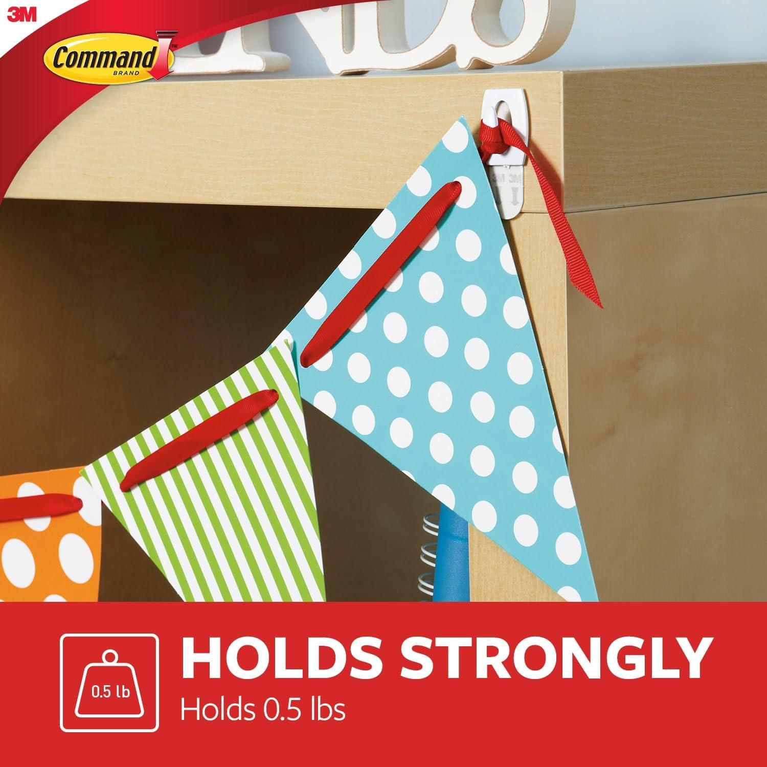 Command Mini Wall Hooks, White, Damage Free Decorating, 18 Hooks and 24 Command Strips