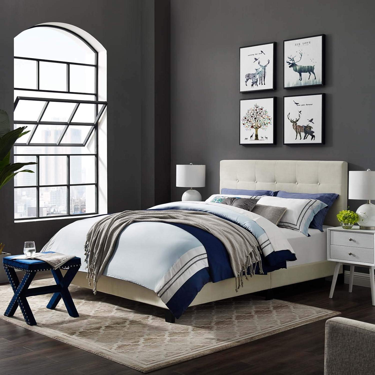 Modway Amira Full Performance Velvet Bed - Ivory