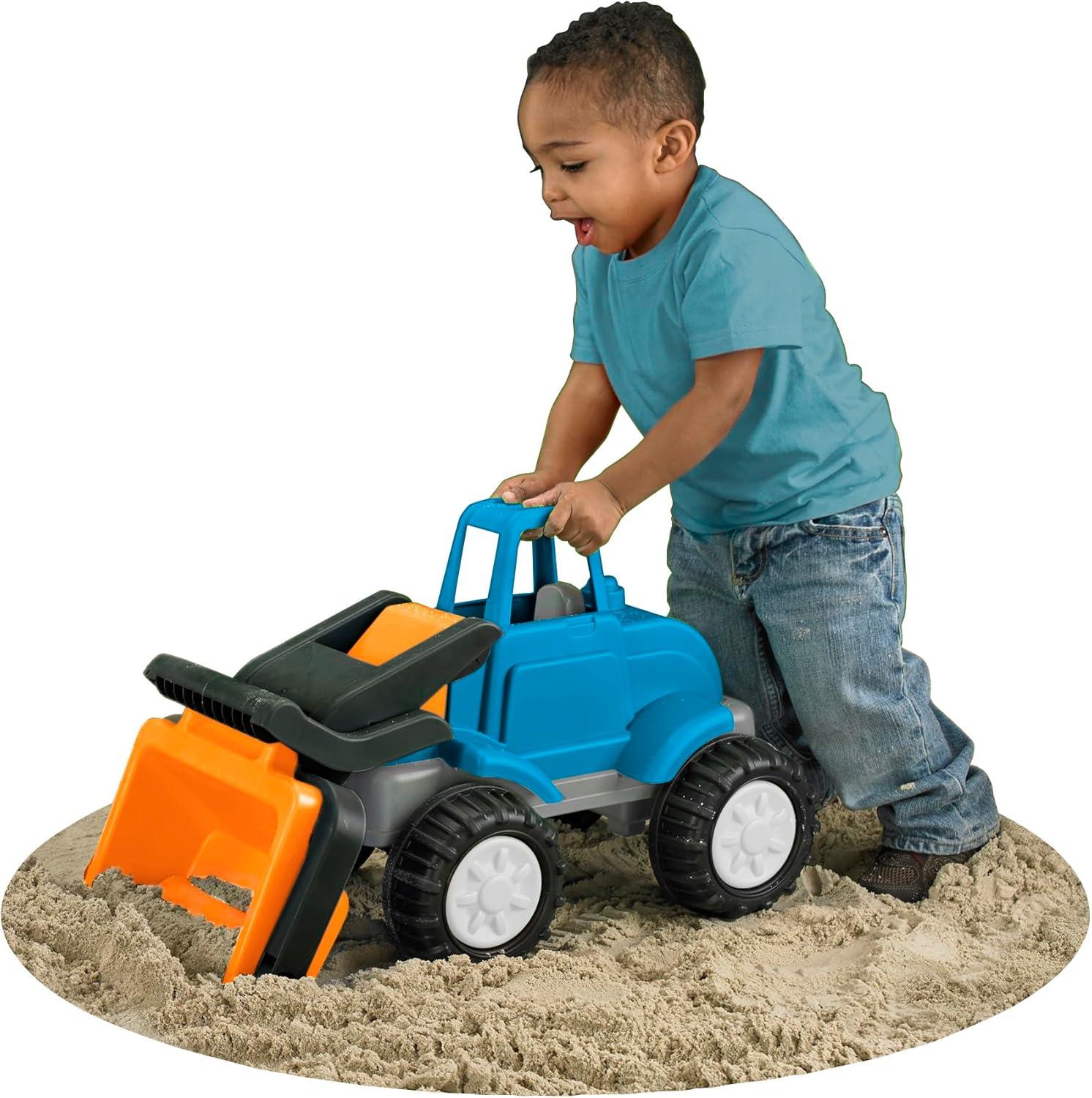 Gigantic Blue and Orange Plastic Loader Truck with Knobby Wheels